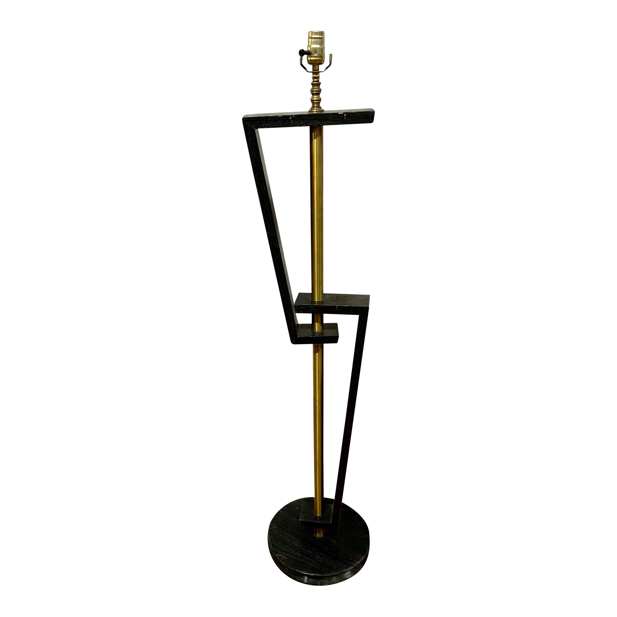 Vintage James Mont Style Cérused Oak and Brass Floor Lamp