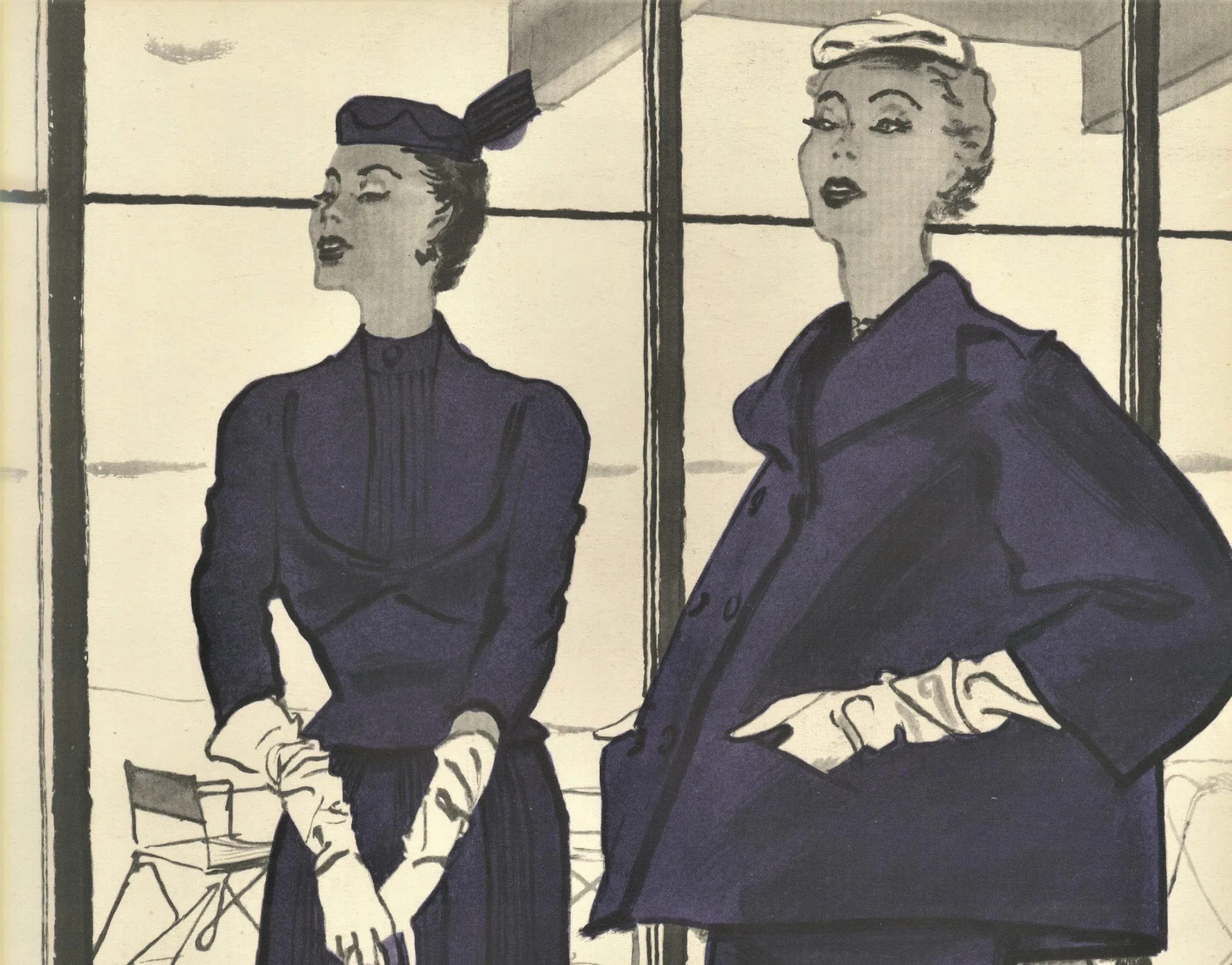 1954 French Christian Dior Fashion Print, Matted | Chairish