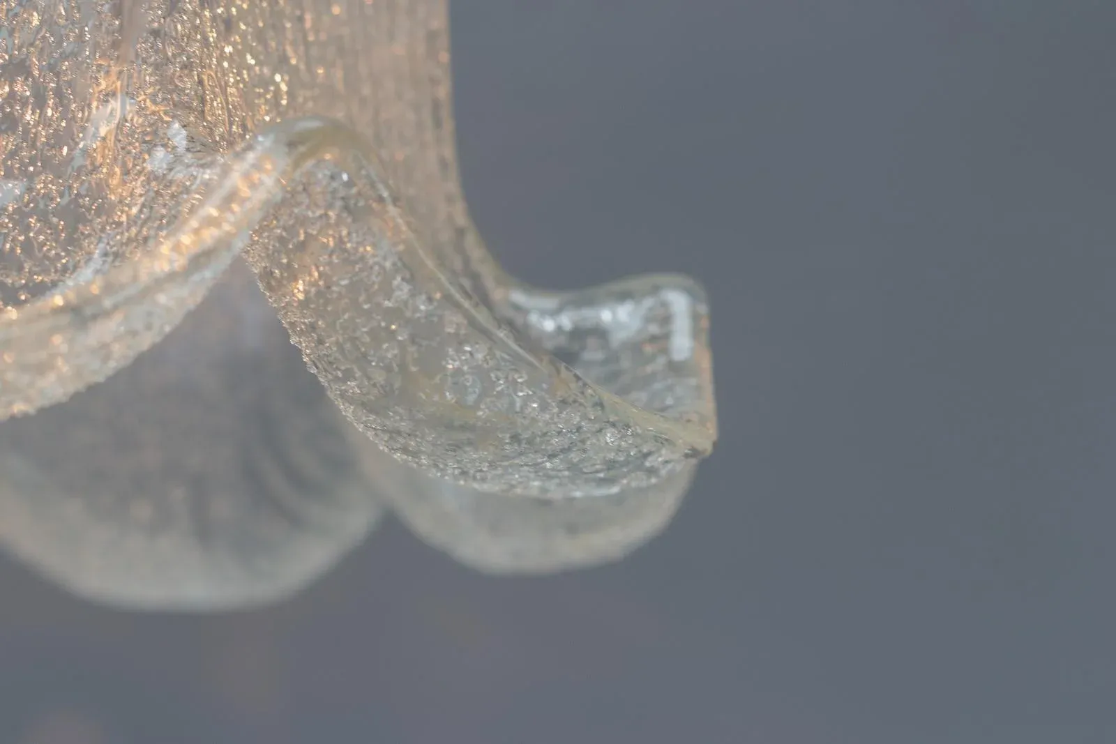 Mid-Century Bell Shaped Ice Glass Pendant Lamp