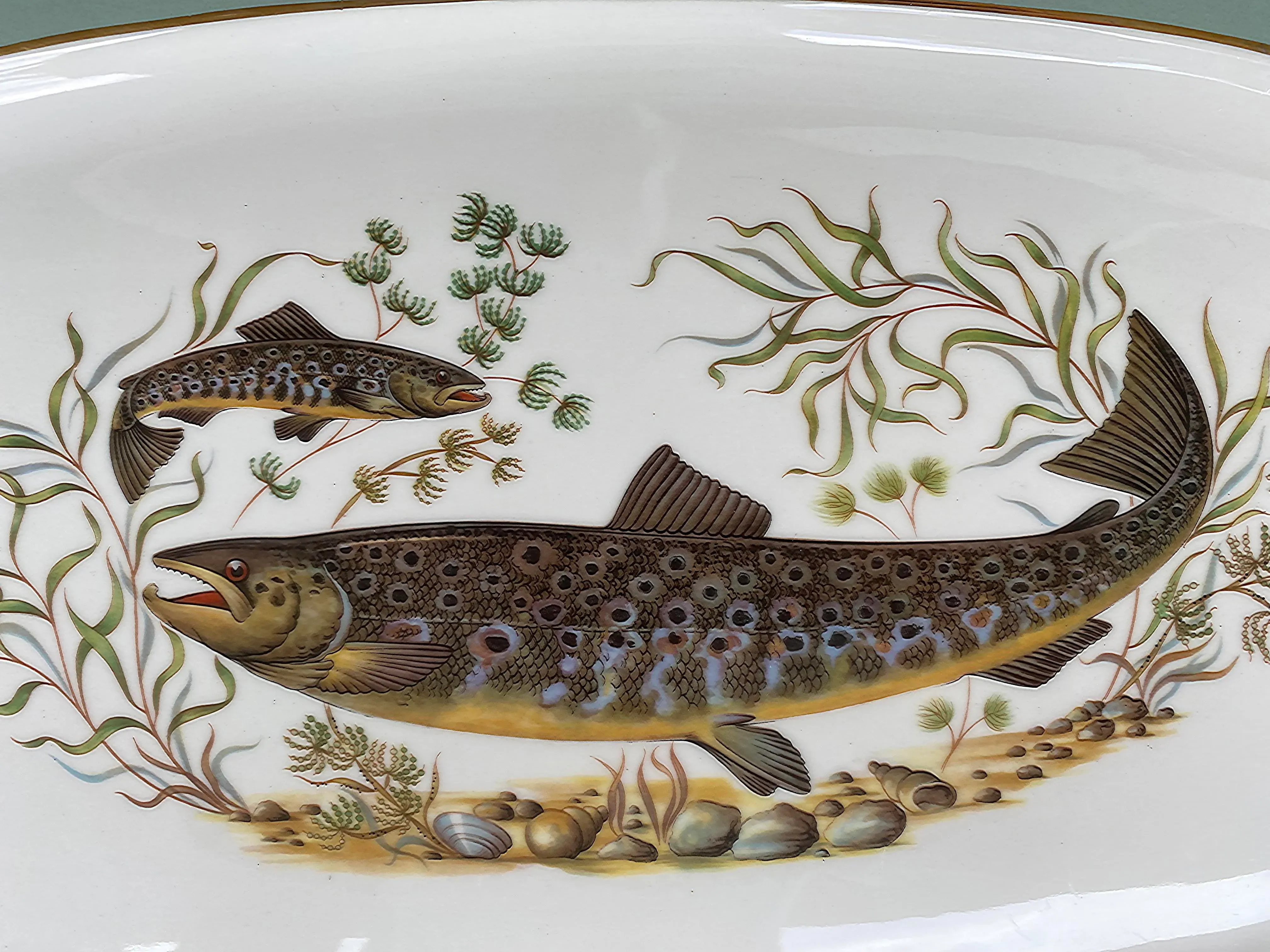 Mid 20th Century Figgjo Flint Norwegian Fish Service, Platter and