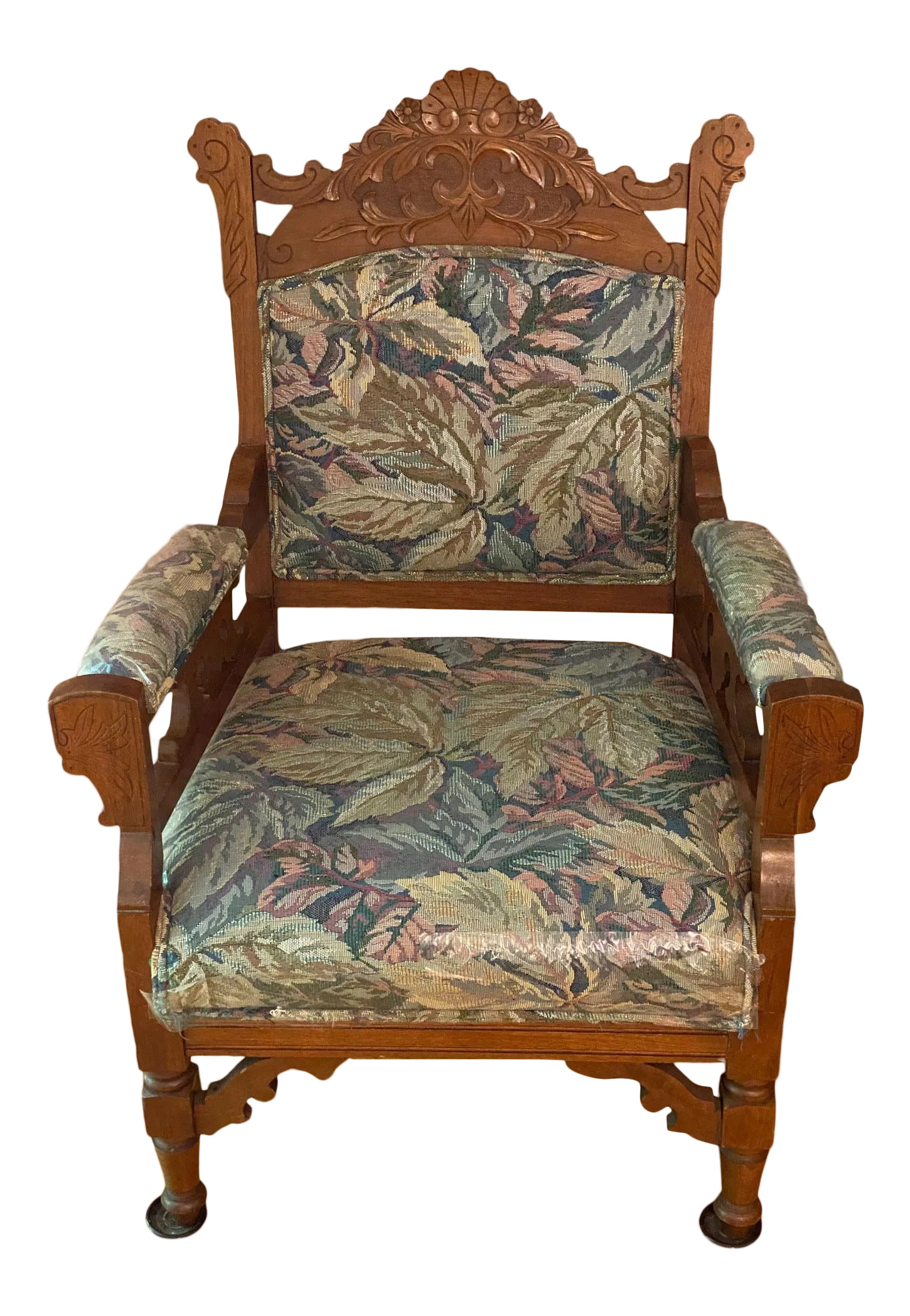 Antique Eastlake Cushioned Single Parlor Chair | Chairish