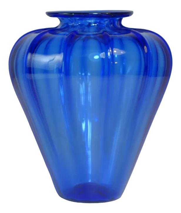 Italian MVM Cappellin Liberty Blue Murano Glass Vase by Vittorio