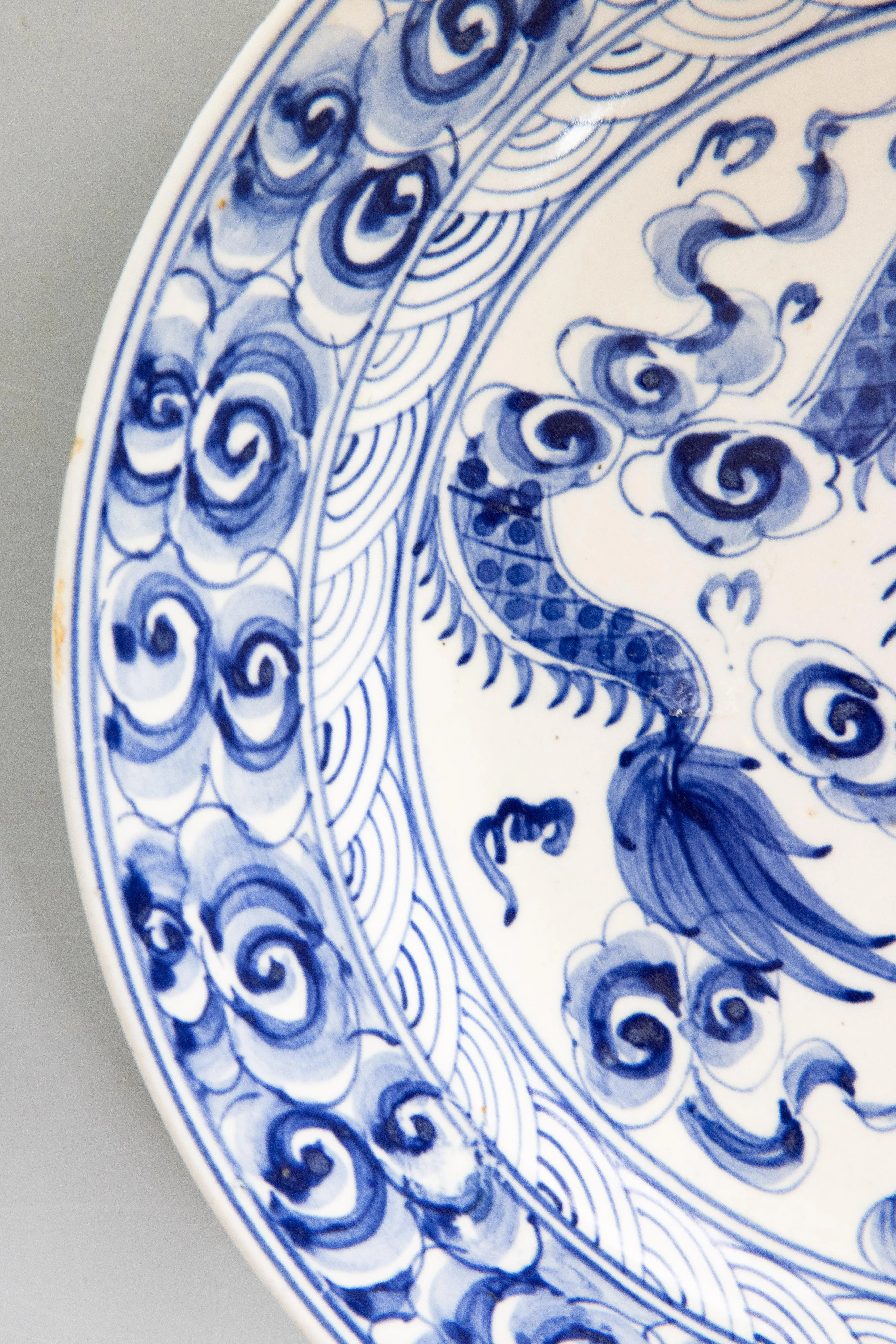 Large Antique 19th Century Qing Dynasty Chinese Blue & White