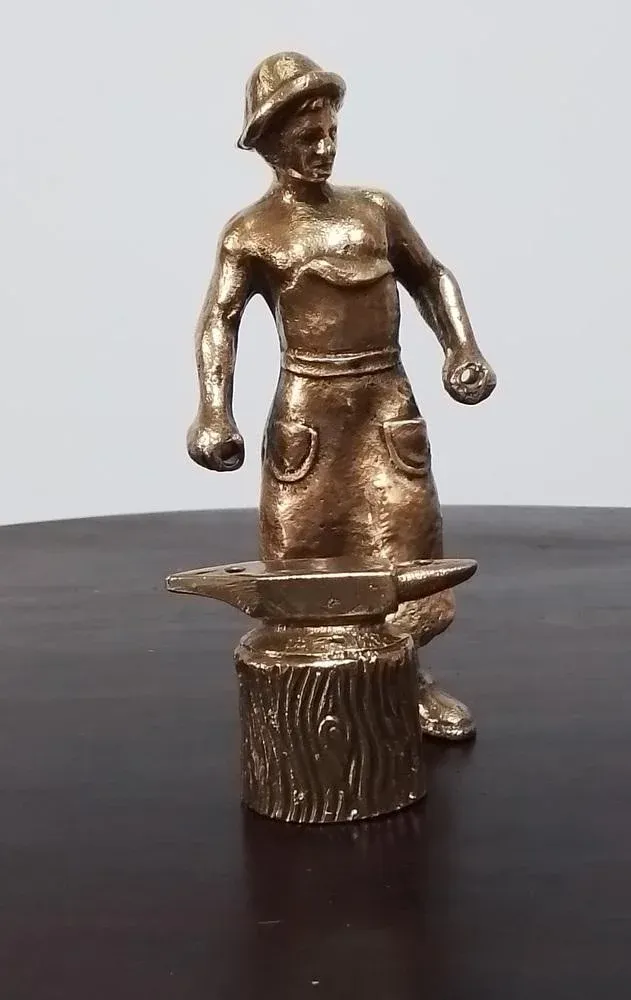 Blacksmith with Yunque Sculpture in Bronze, 1980s