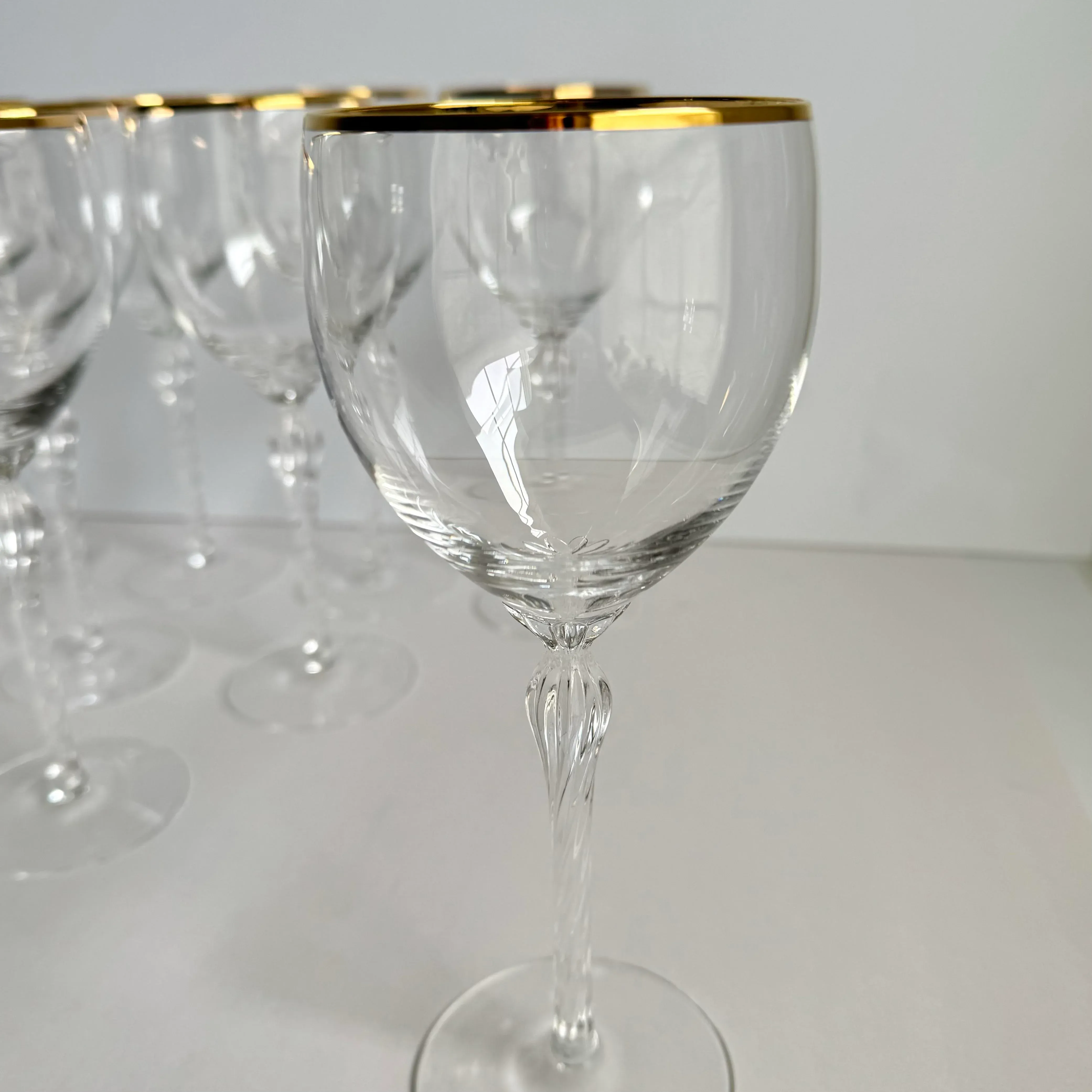 Lenox Monroe Crystal Gold Trimmed Wine Glasses Water Goblets Set of 10