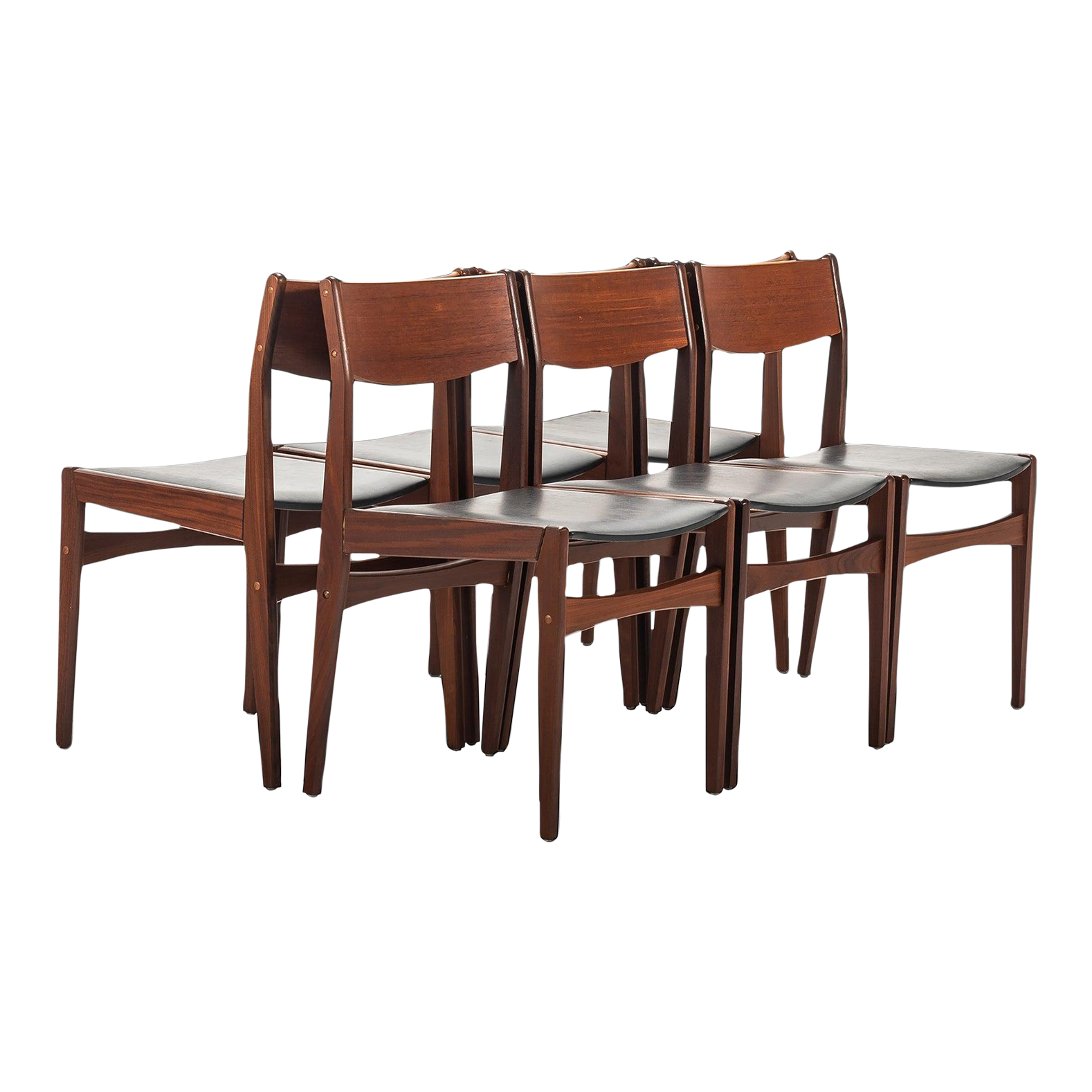 Danish Modern Dining Chairs in Teak & Naugahyde by Poul Volther for