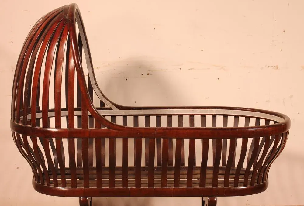 Curved Mahogany Cradle, 1800s