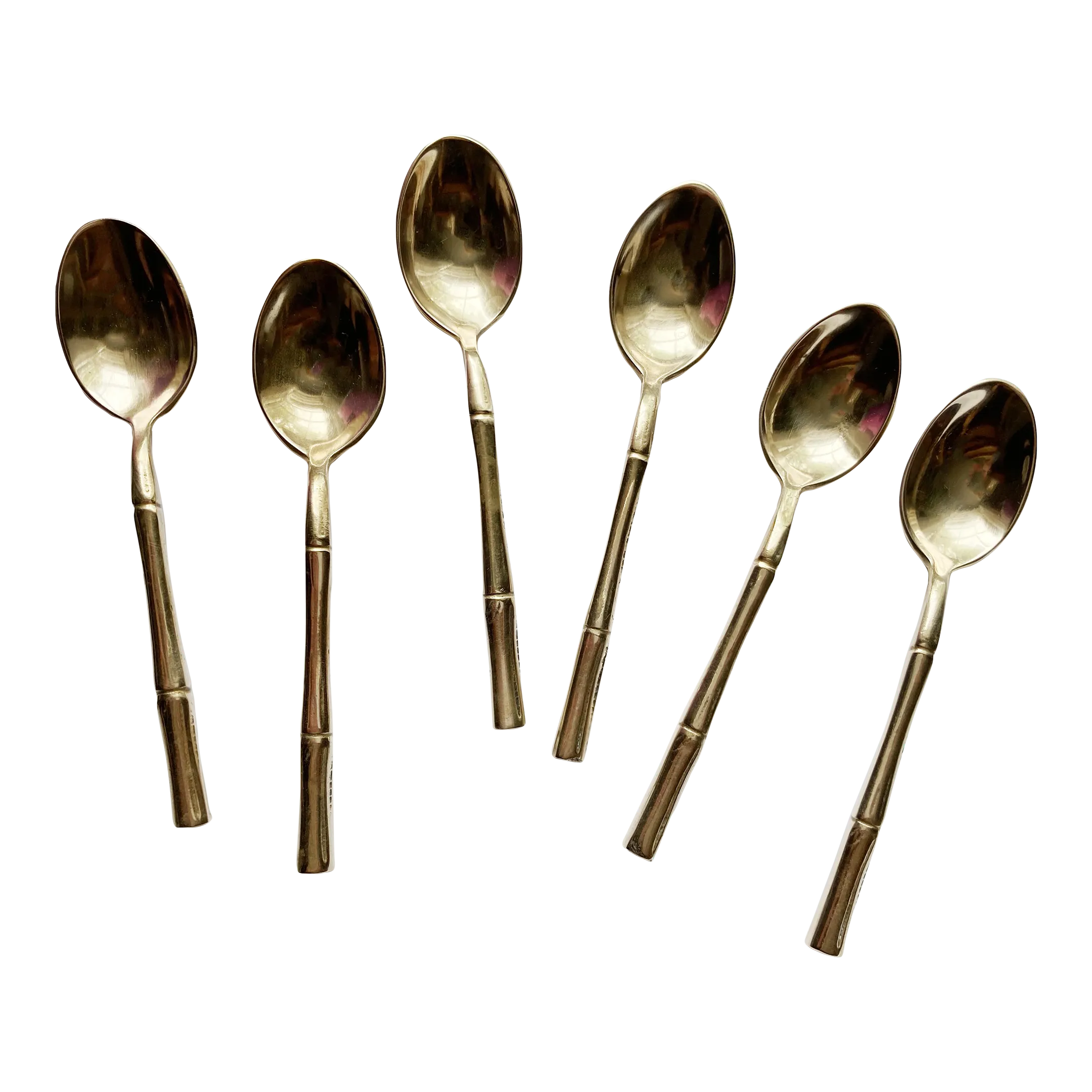 Vintage Star of Siam Faux Bamboo Bronzeware Teaspoons, S/6
