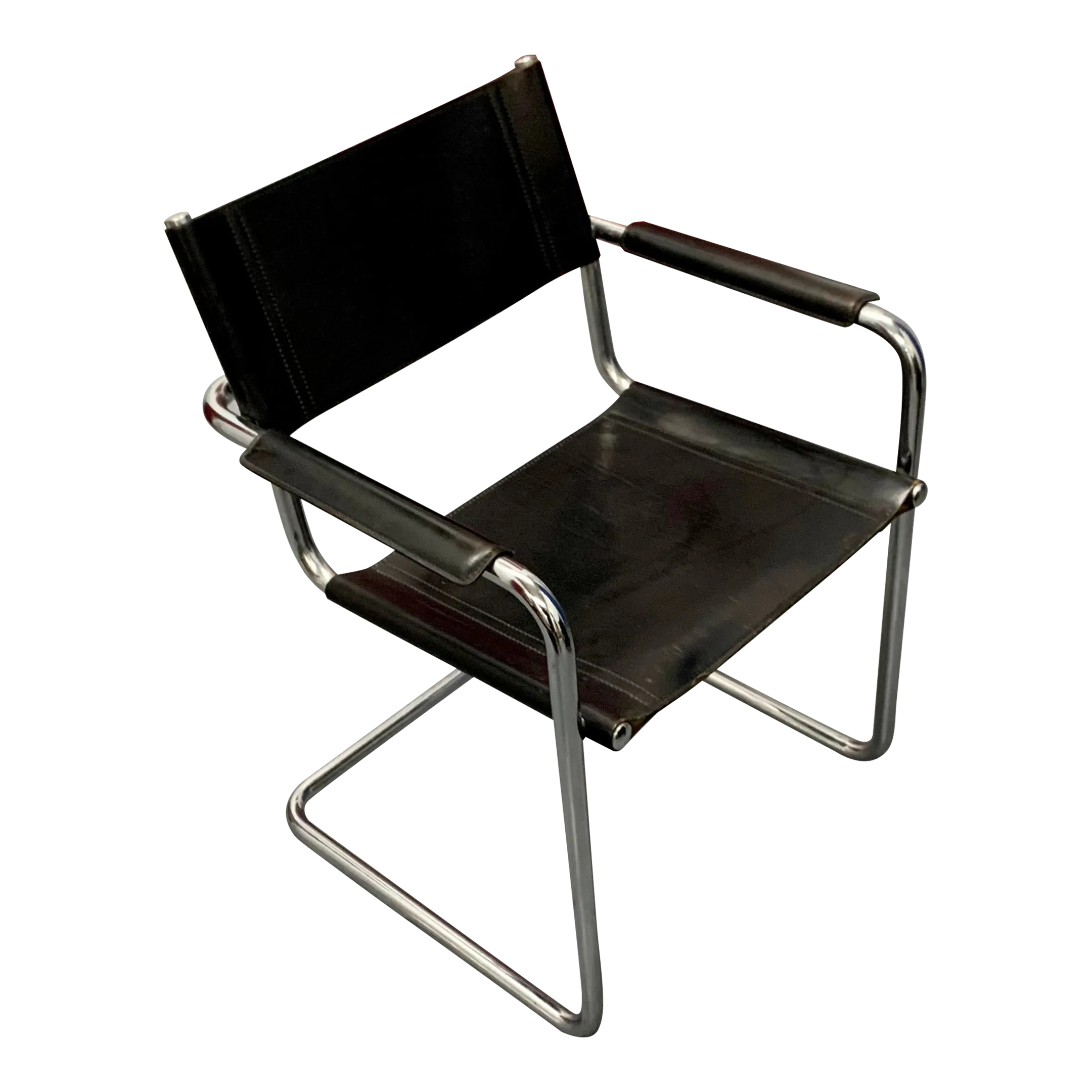 1970s Matteo Grassi Cantilever Mg5 Black Leather Chair by Centro