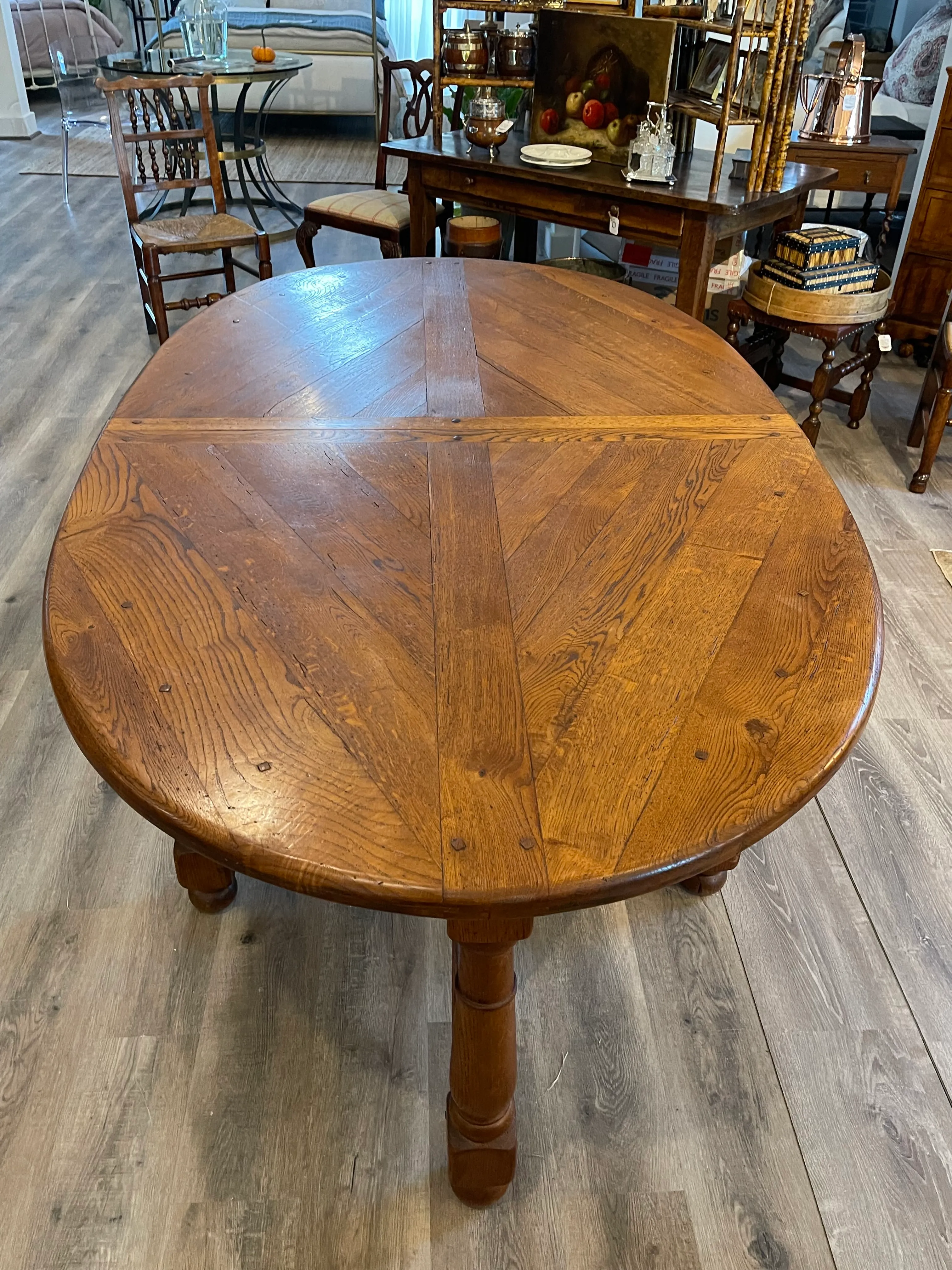 フランス アンティーク Oval Oak Table Lot - French oval dining table in oak