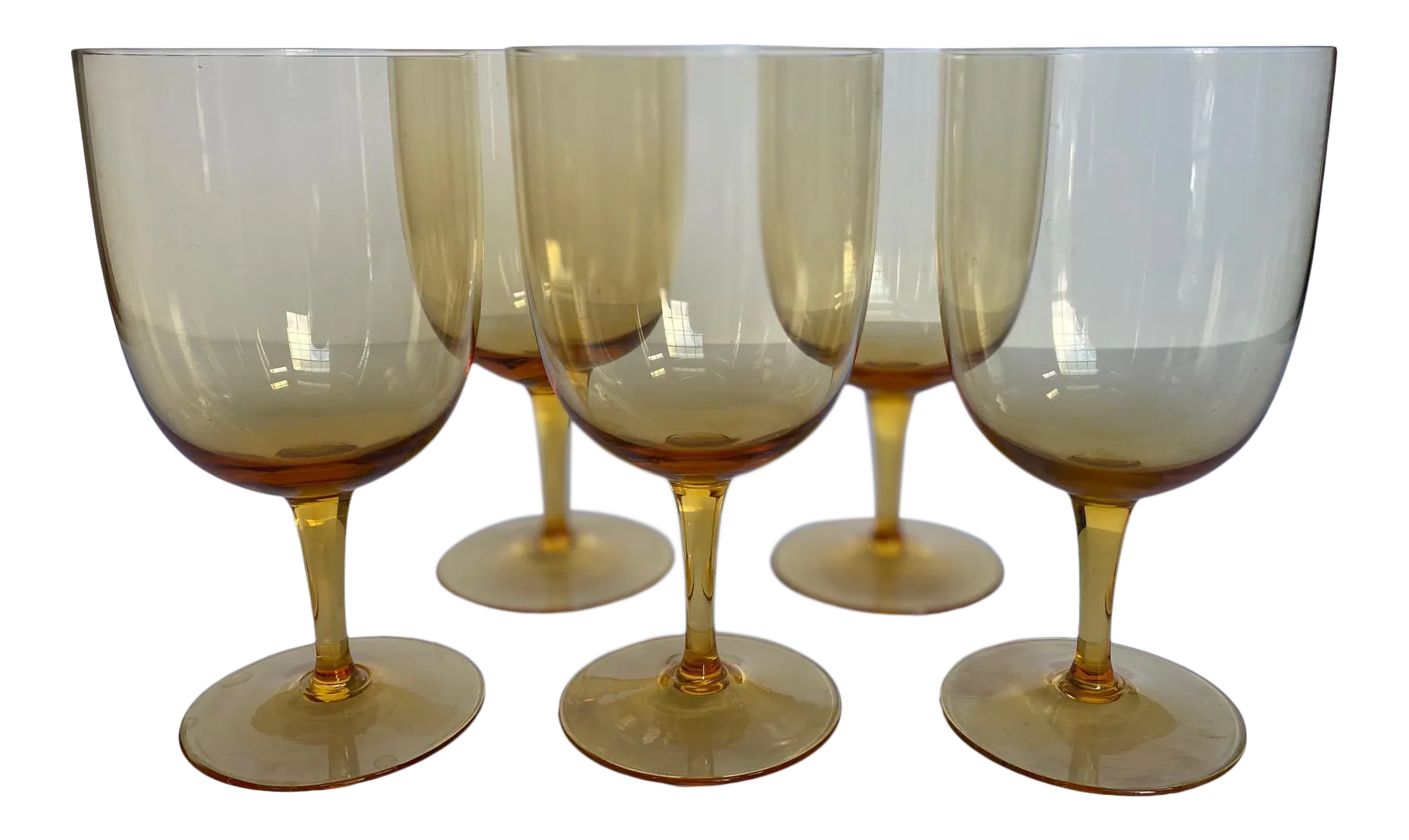 Mid Century Hand Blown Amber Glasses Set of 5 Chairish