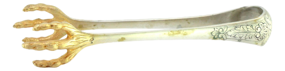 Bird Claws-Shaped Gilded Silver Ice Tongs
