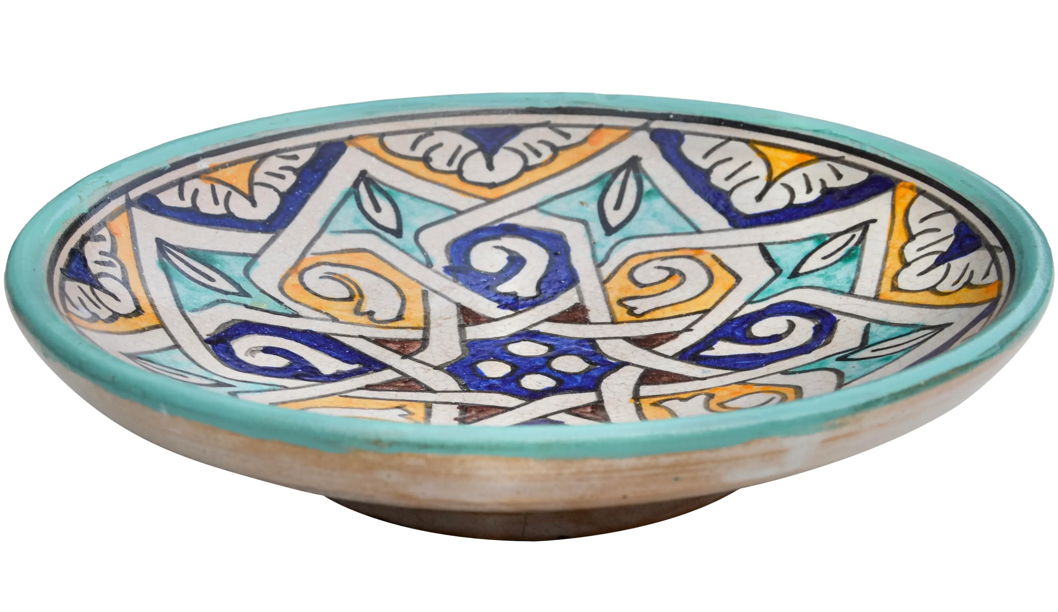 Mid 20th Century Teal & Orange Andalusian-Patterned Ceramic Plate
