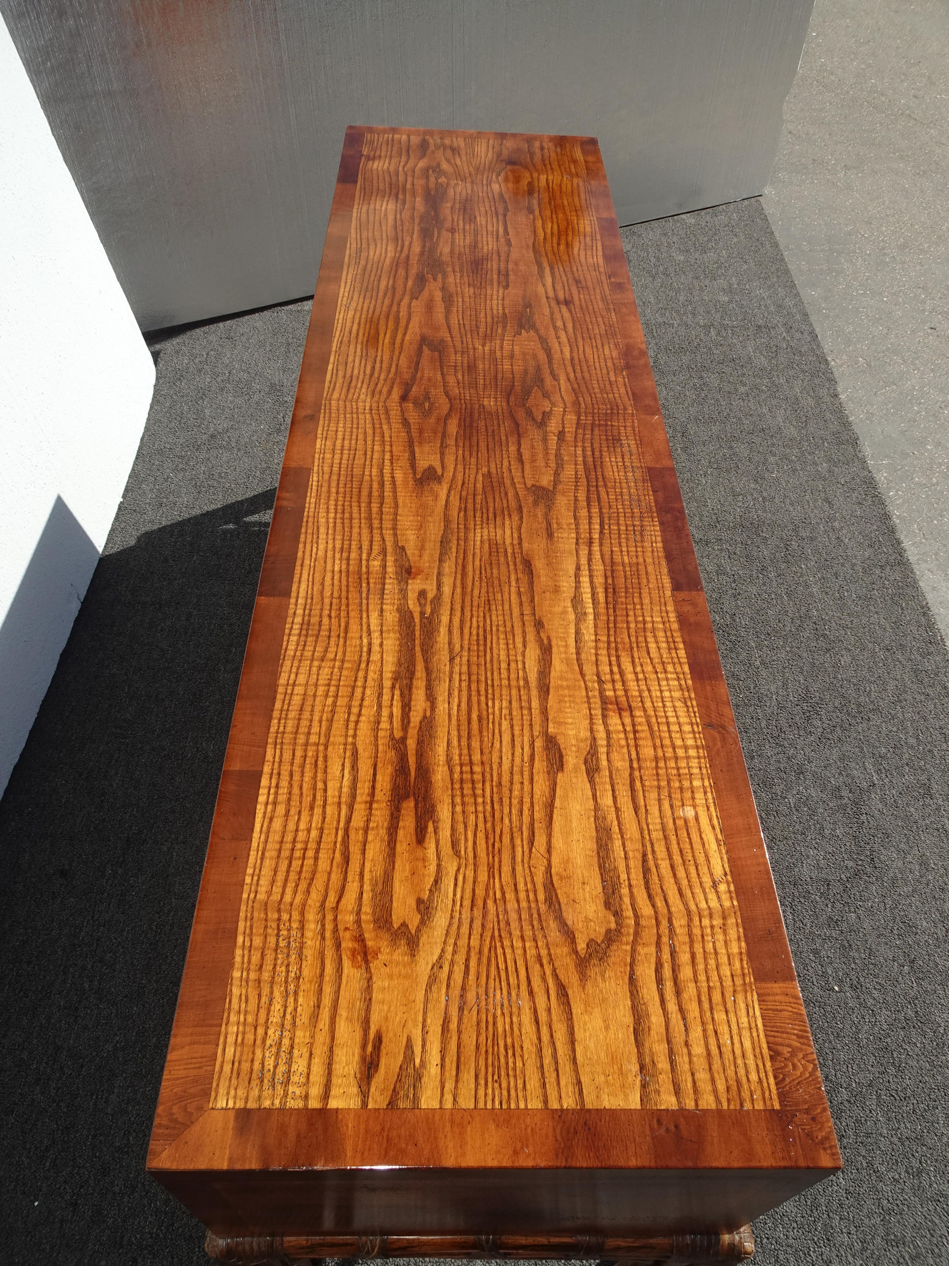 Vintage Henredon Circa East Console Table W Bamboo Base ~ Credenza