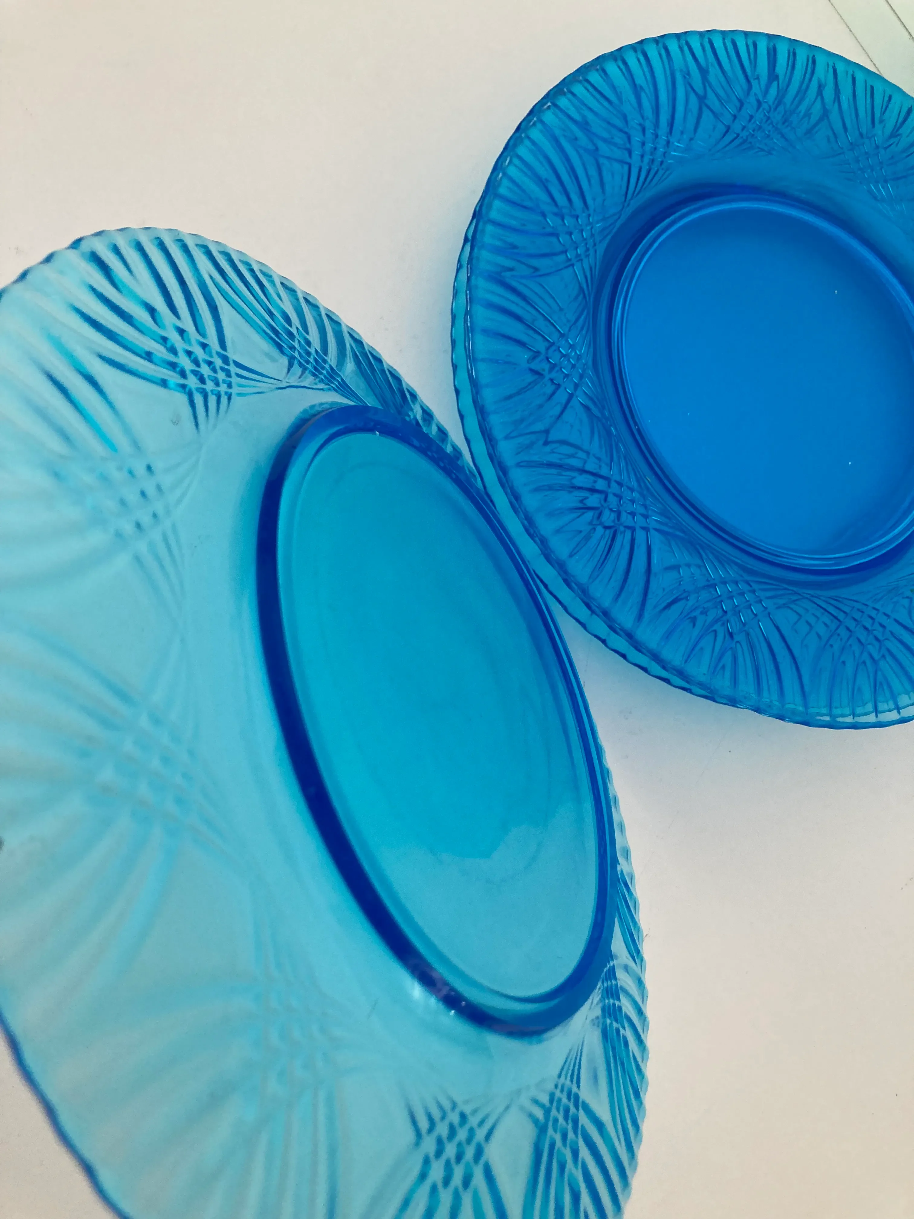 90's Aqua Glass Salad Plates S/4 Chairish
