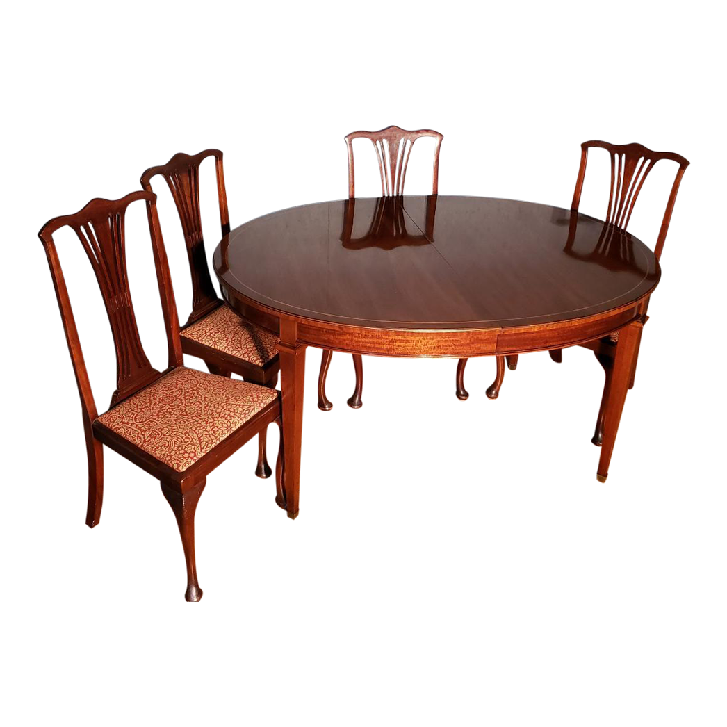 Mid 20th Century Traditional Dining Table with Chairs Set of 5 Chairish