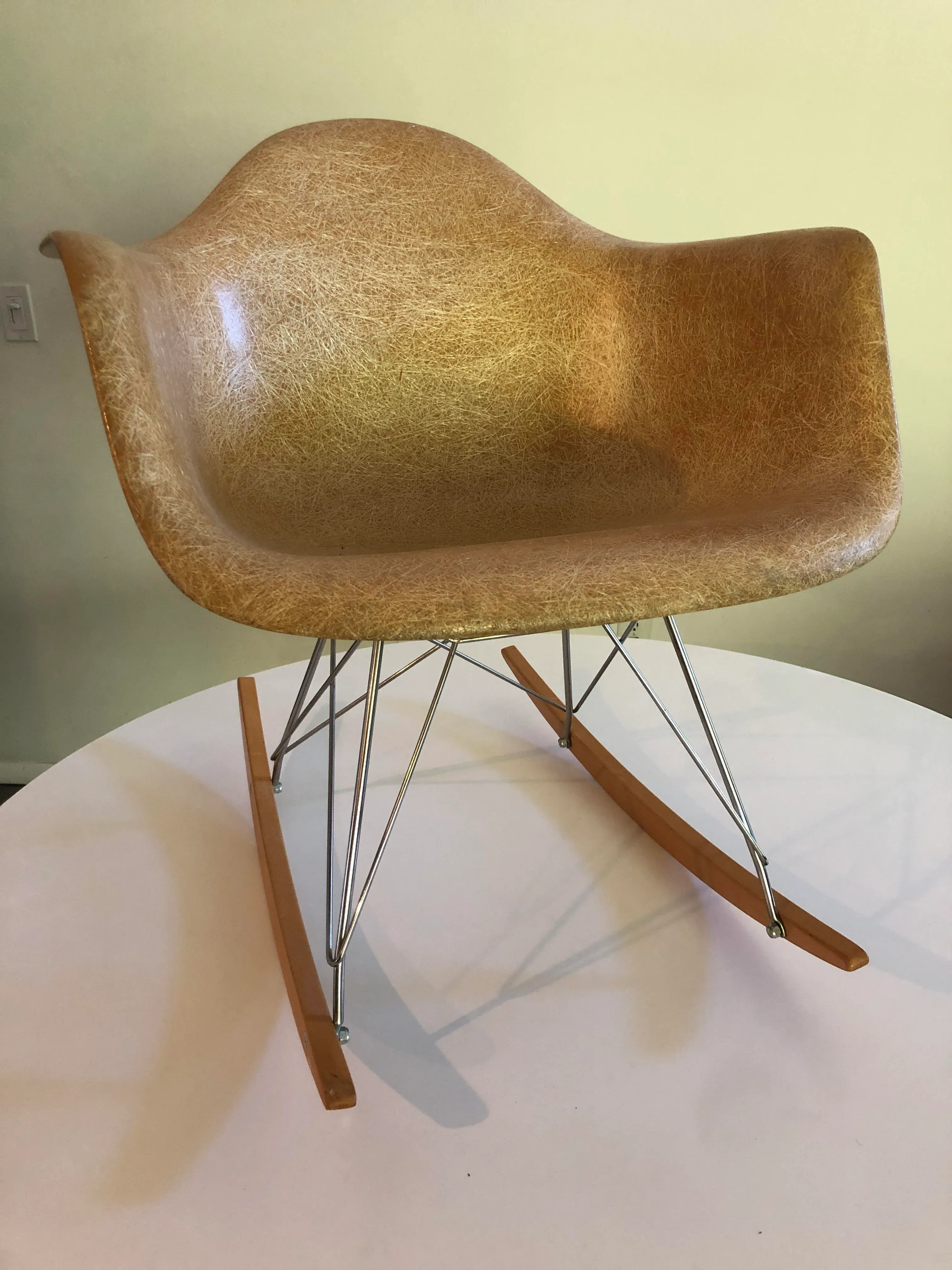 Vintage Eames Shell Rocker Fiber Parchment Rocking Chair