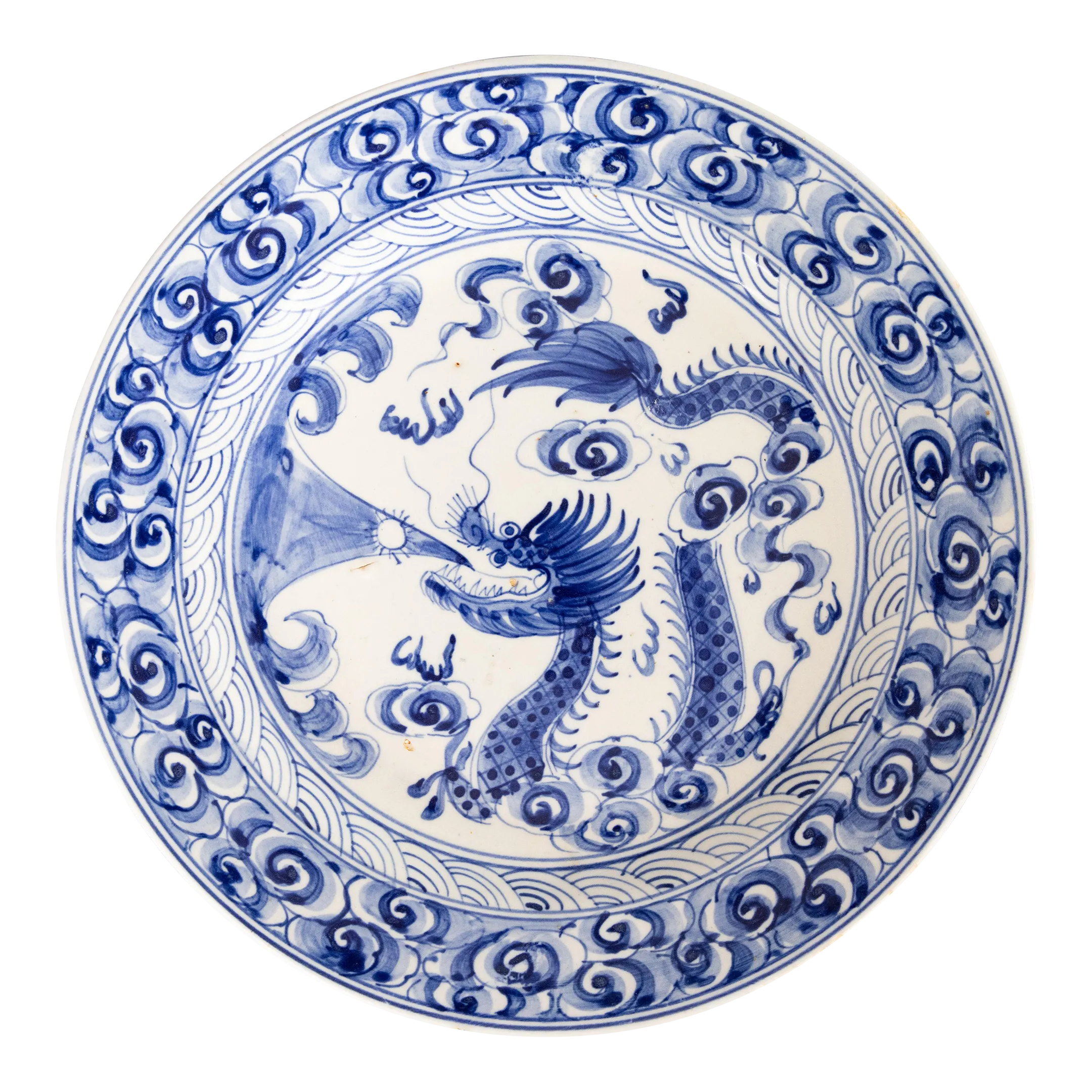 Large Antique 19th Century Qing Dynasty Chinese Blue & White