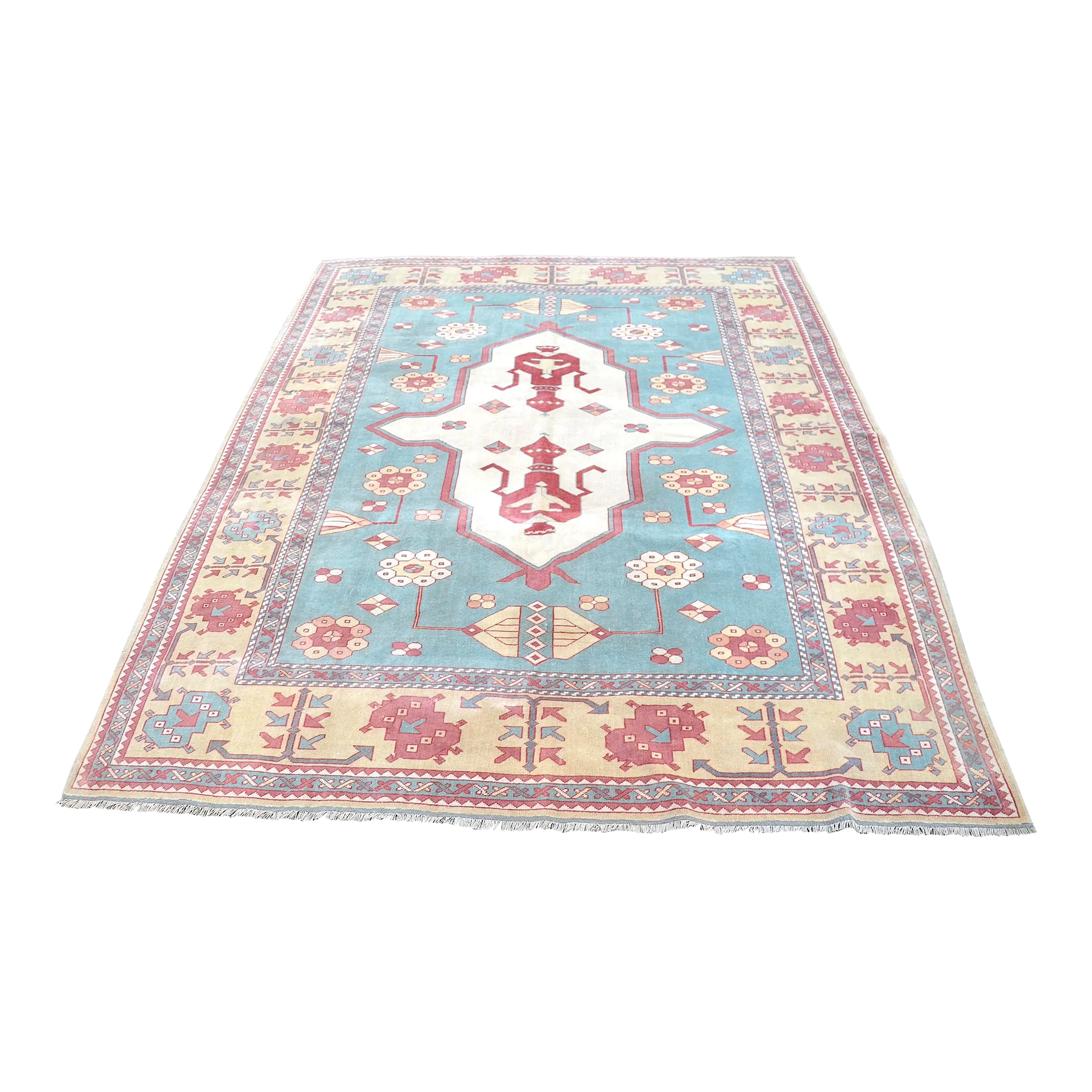 1960s Vintage Blue Rug