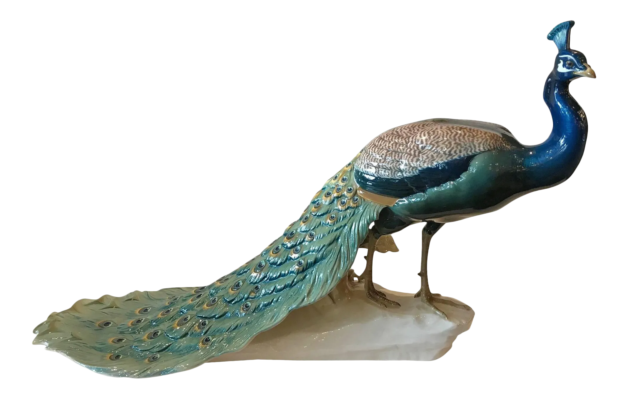 1910s Art Nouveau Extraordinary Nymphenburg Porcelain Peacock | Chairish, image size:2136x1358