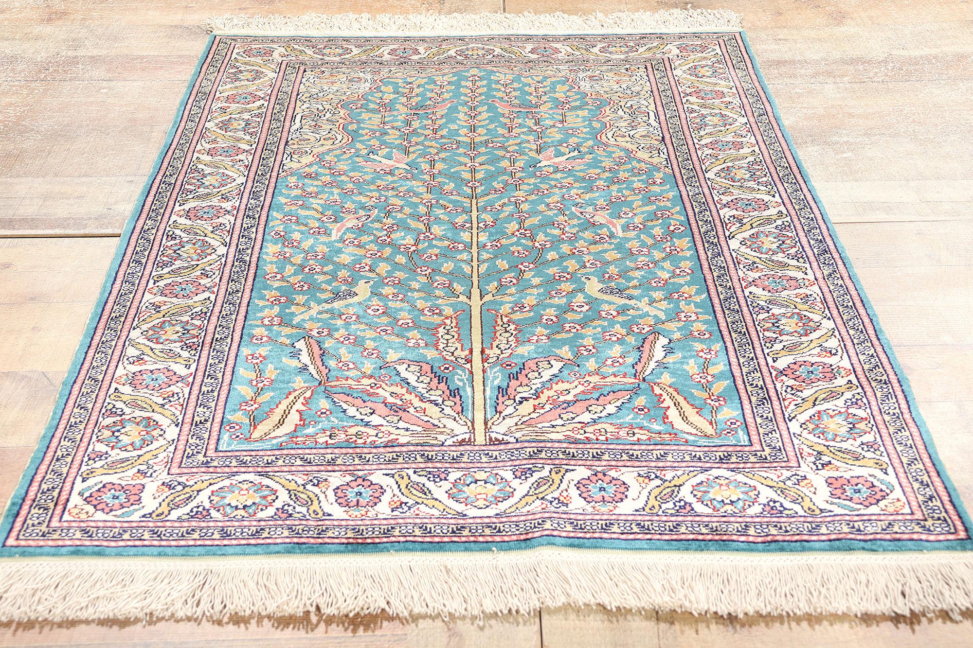 Vintage Turkish Silk Tree of Life Rug - 02'09 X 04'02 | Chairish