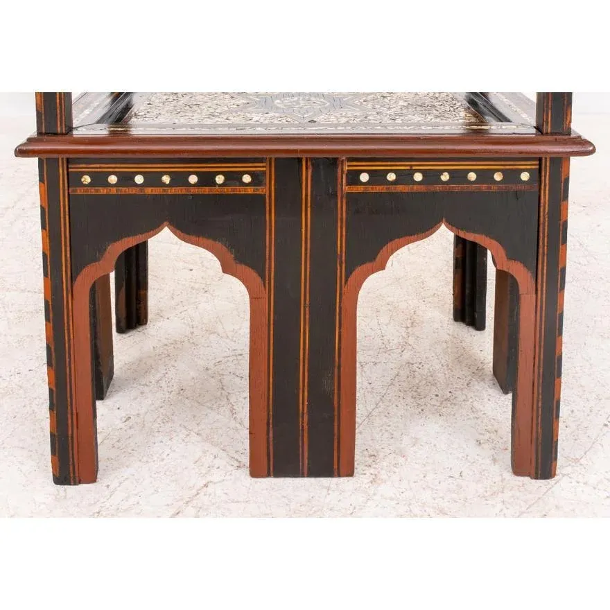 Antique Moroccan Mother of Pearl Inlaid Bench