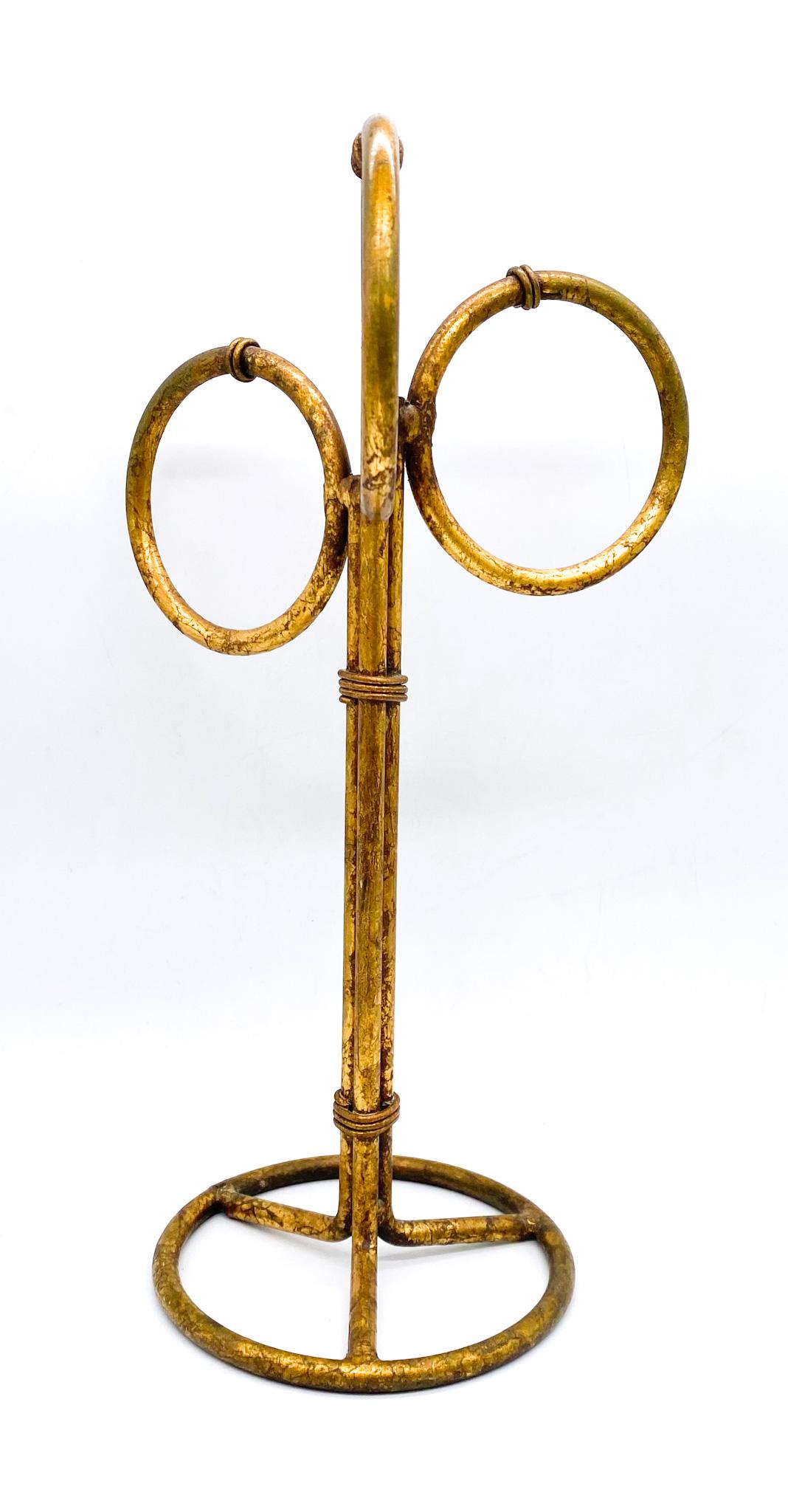 Vintage Italian Florentine Gold Gilt Metal Three Ring Countertop