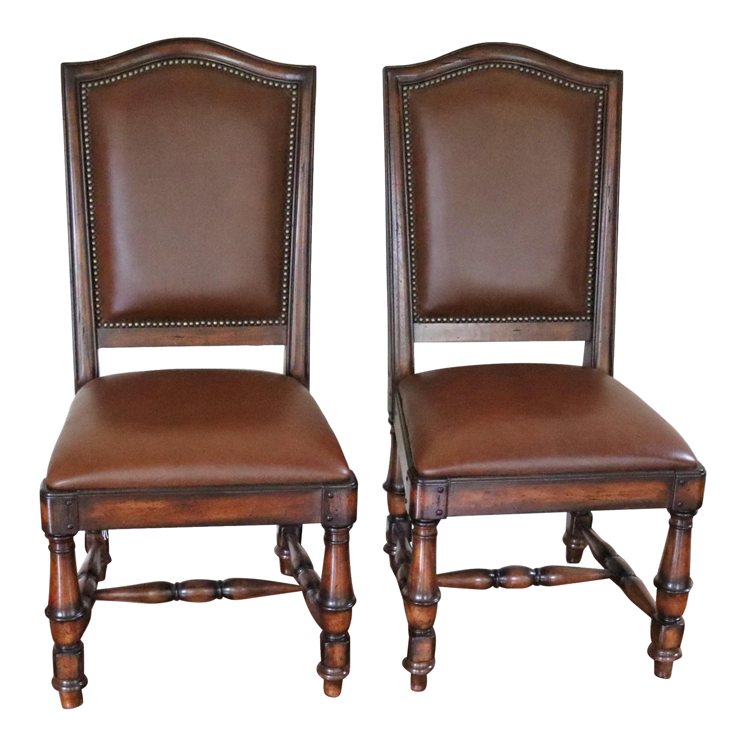 Set of Two Vintage Mid Century Modern Wynterhall Leather Dining Chairs