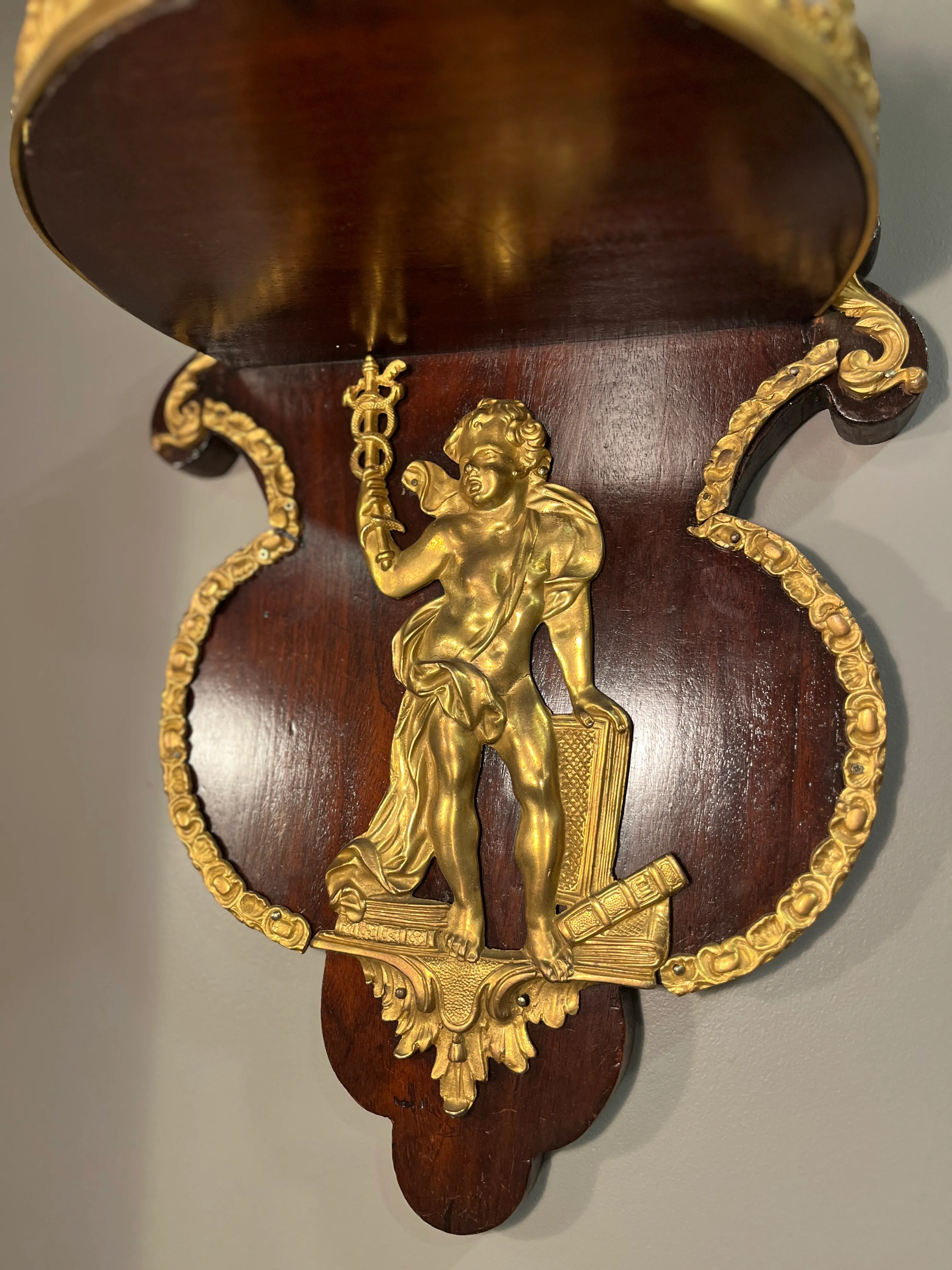 19th Century Pair Napoleon III Mahogany and Ormolu Neoclassical Wall Brackets