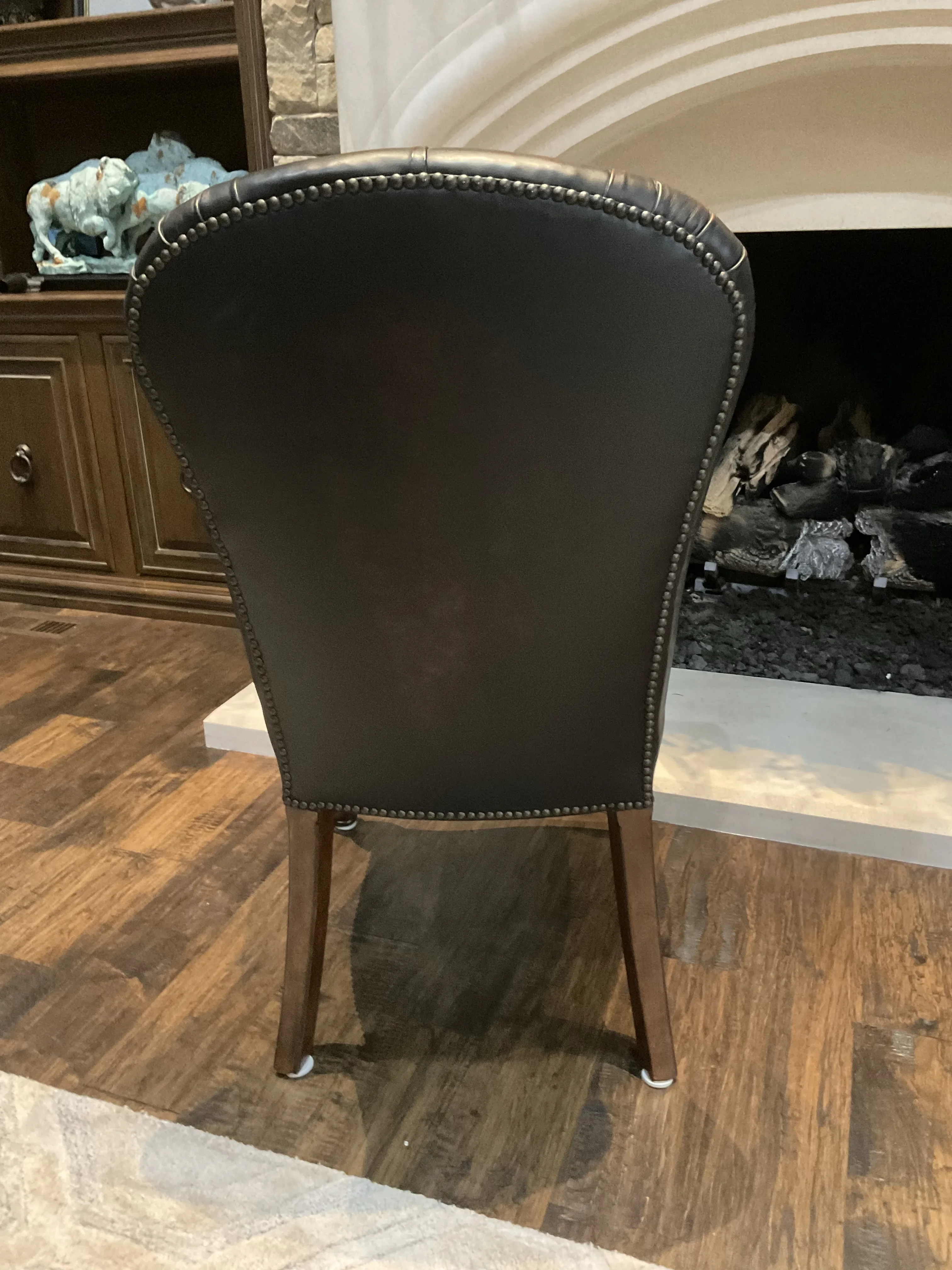 Stanley Leather Tufted Dining Chair With Nail Head Trim- Set of