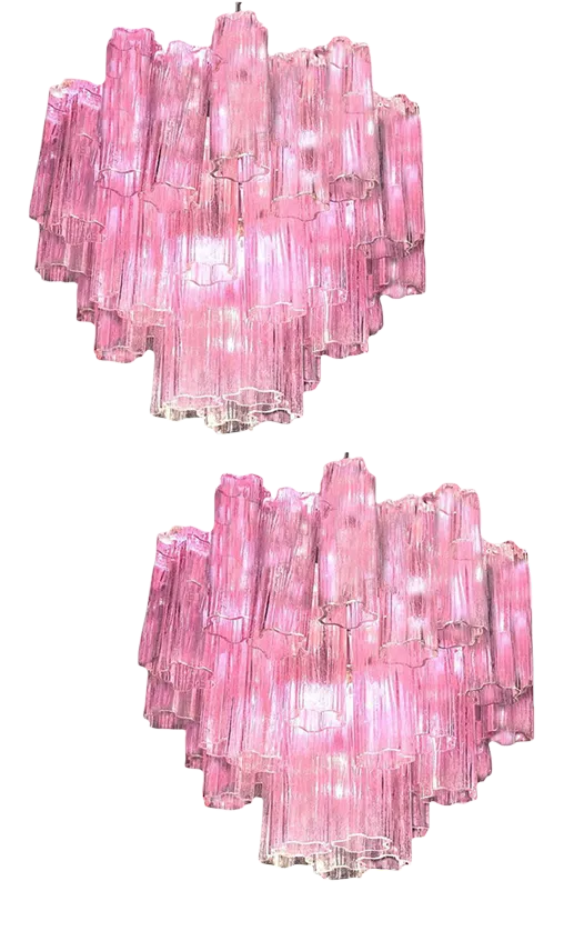 Pink Tronchi Murano Glass Chandelier by Toni Zuccheri for Venini, 1970s