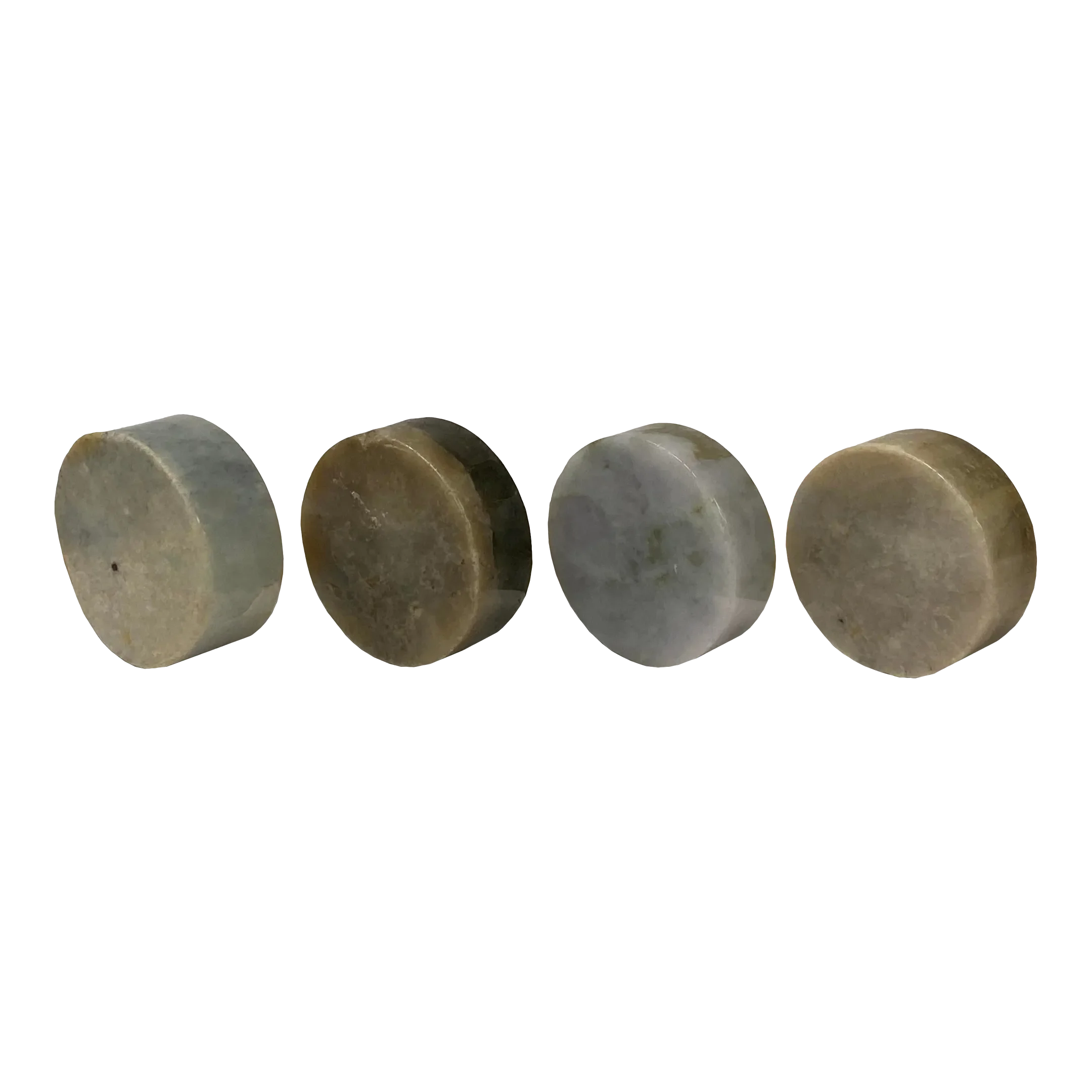Set of 4 Stone Carved Round Shape Sample Display Art Paperweight