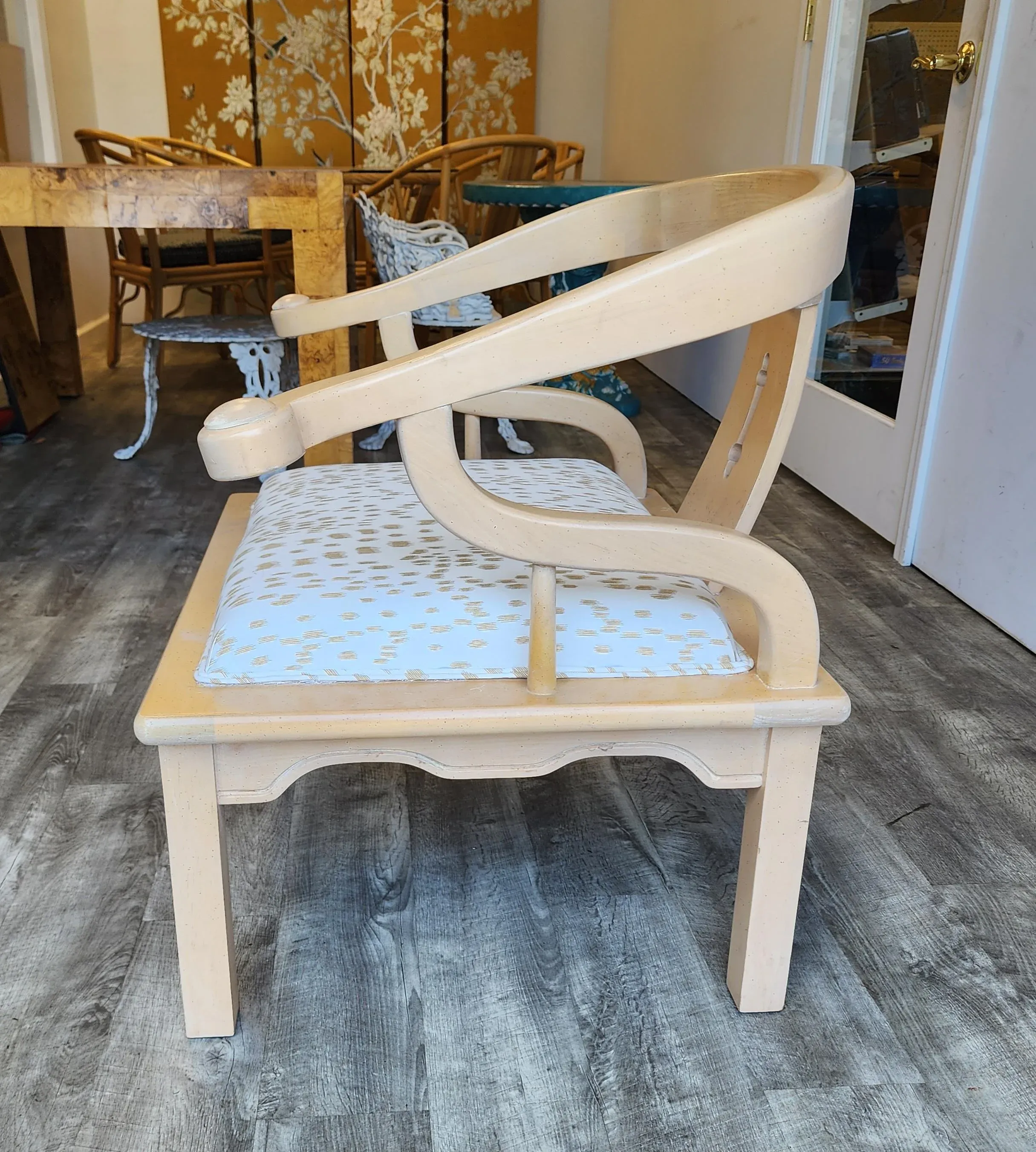 Mid 20th Century James Mont Style Chair Newly Upholstered in