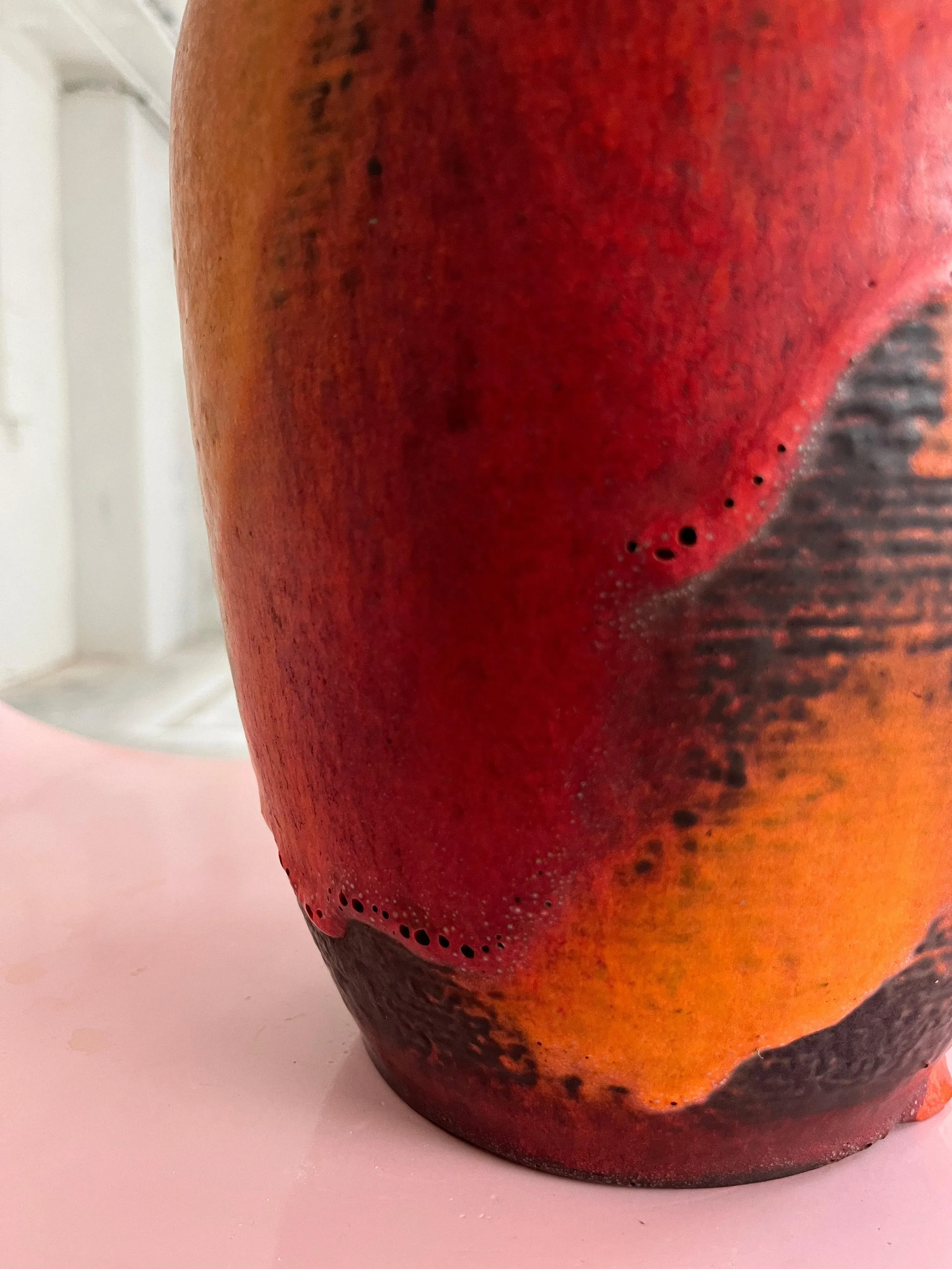 Orange and Red Model 7312-30 Fat Lava Vase from Carstens Keramik