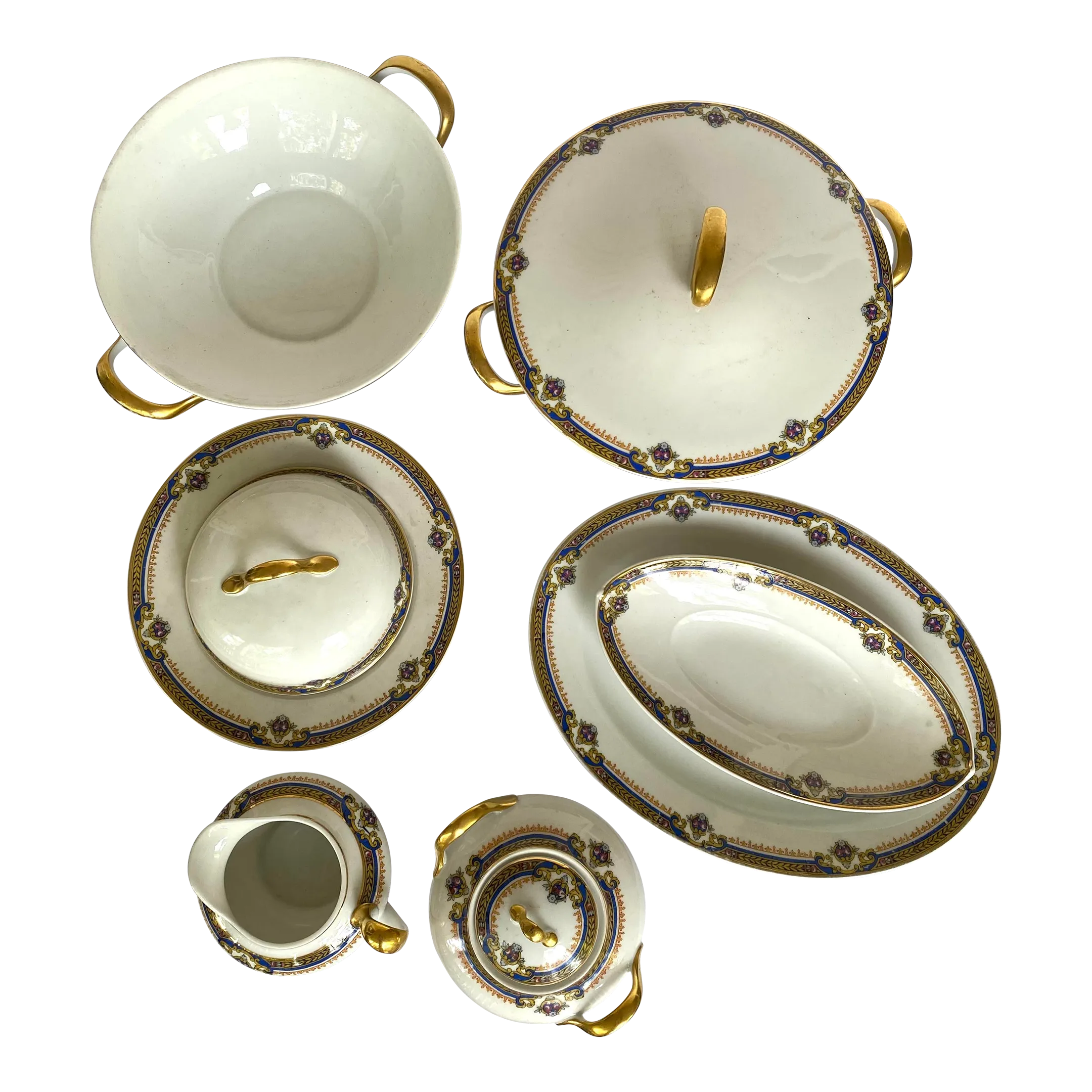 1929 Vintage Union Céramique Limoges 7 Pieces Serving Set