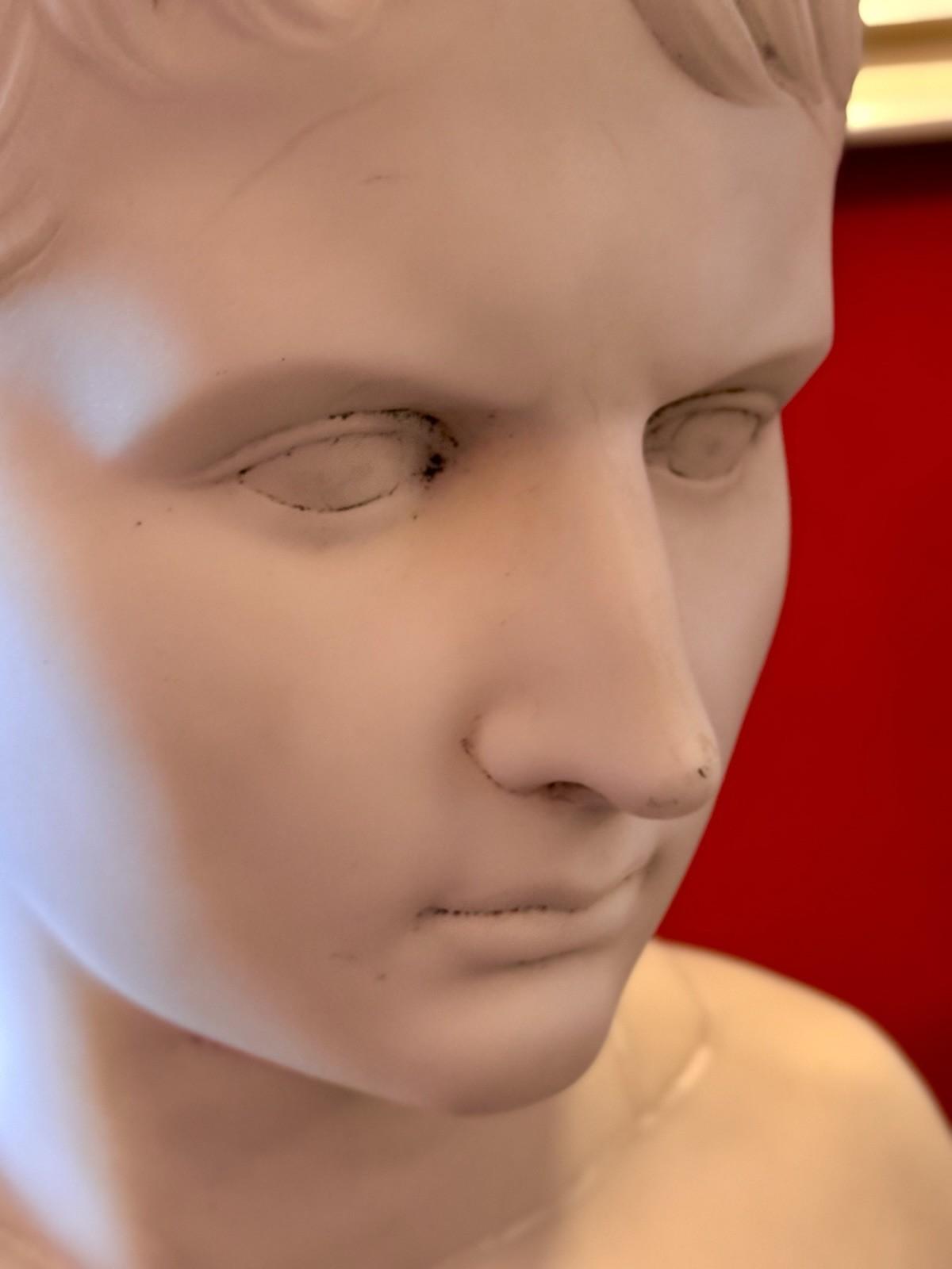 GRAND TOUR OCTAVIAN AUGUSTUS Antique 18th-19th C. Portrait Bust CARRARA MARBLE