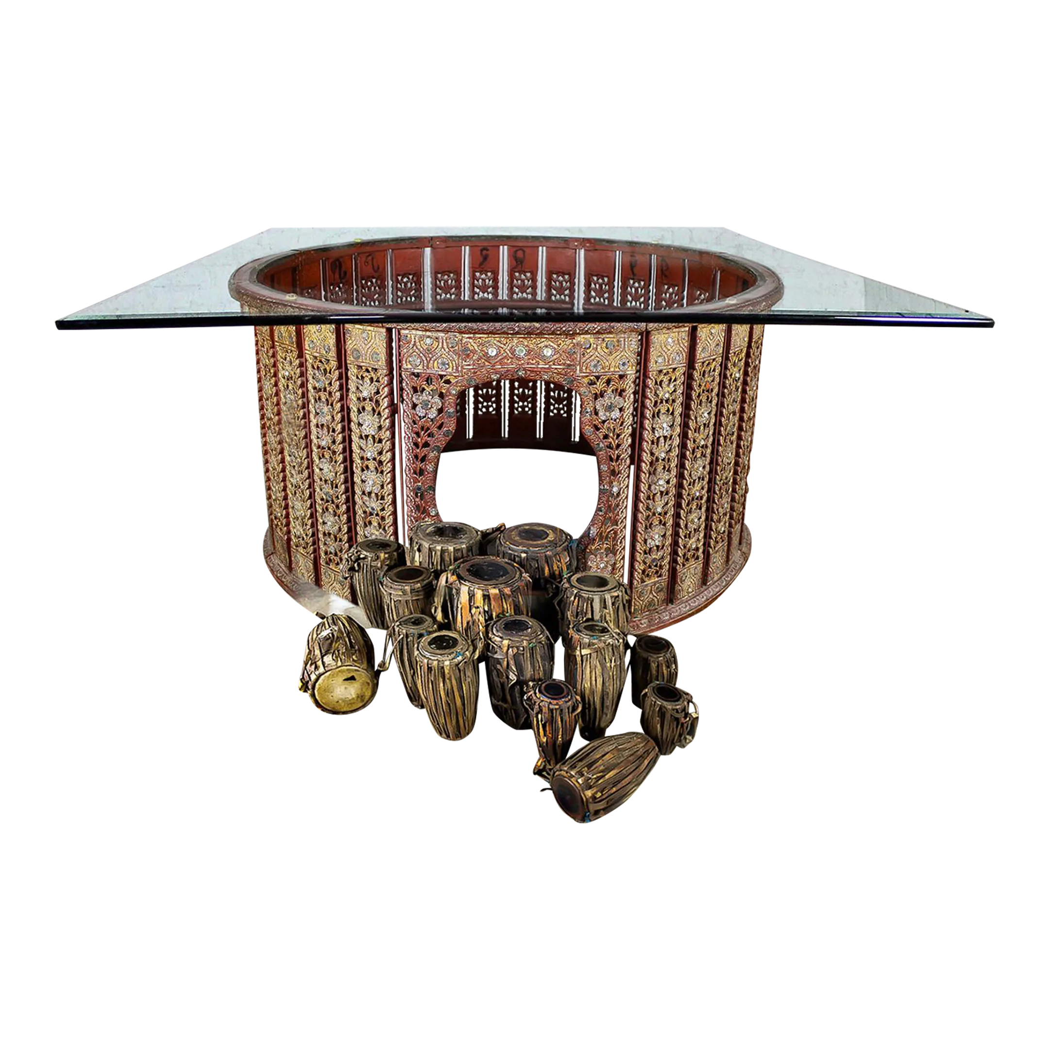 Antique Burmese Orchestra Hsian Wain Drum/Percussion Circle Carved ...