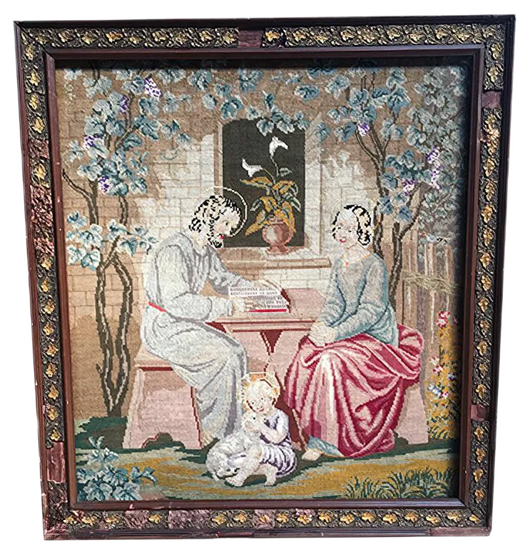 19th Century Framed Handwoven Tapestry