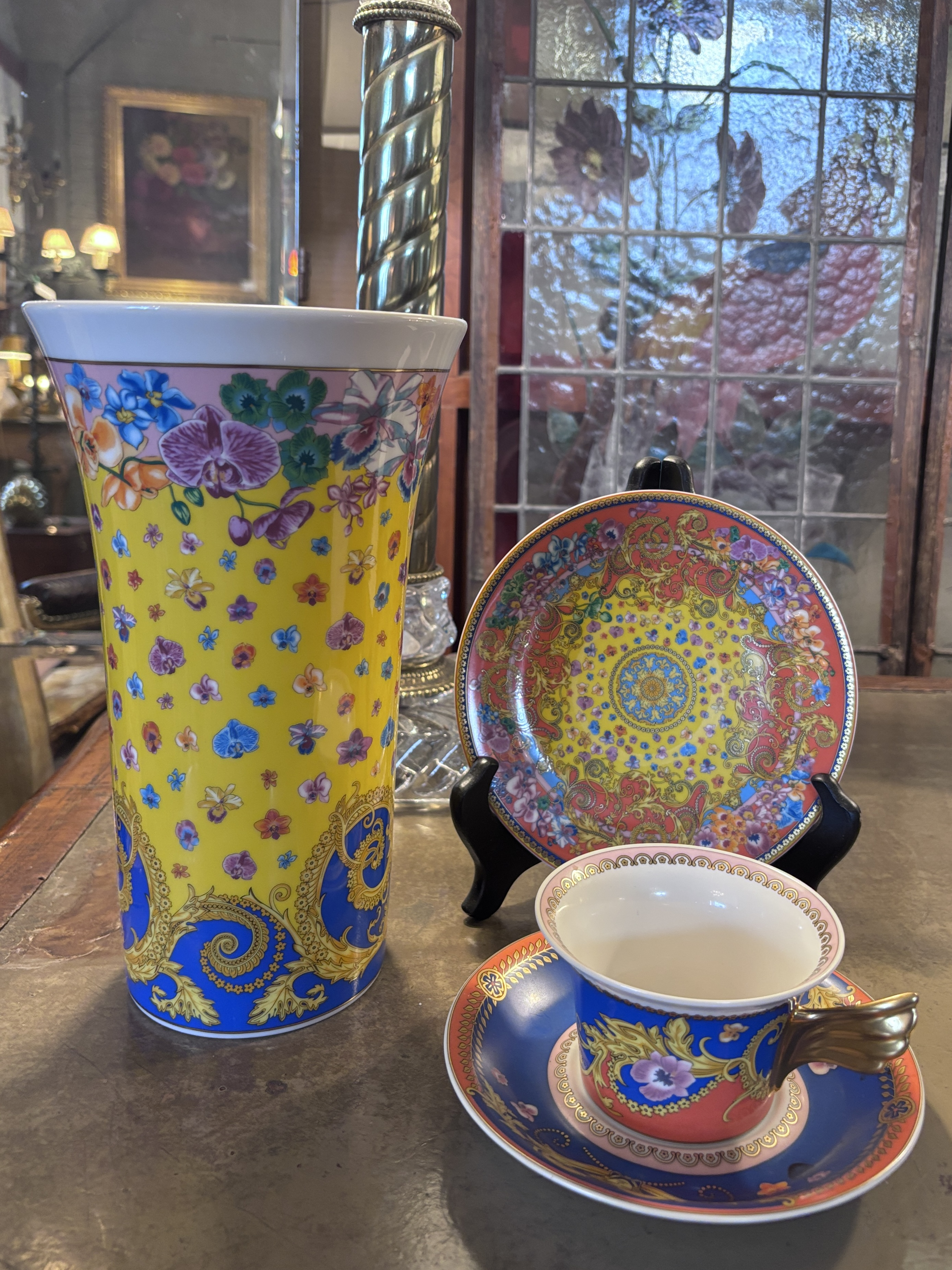 Rosenthal Versace Primavera Porcelain Trumpet Vase | Chairish