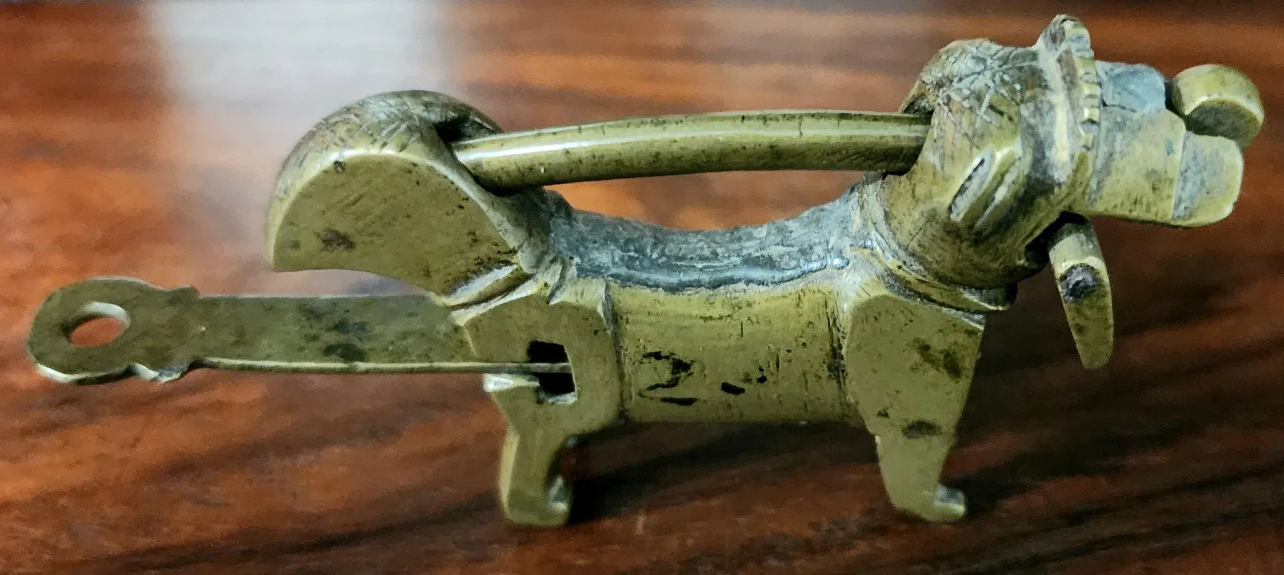 Very Rare Antique Early 19th Century Chinese Brass Foo Dog Lock