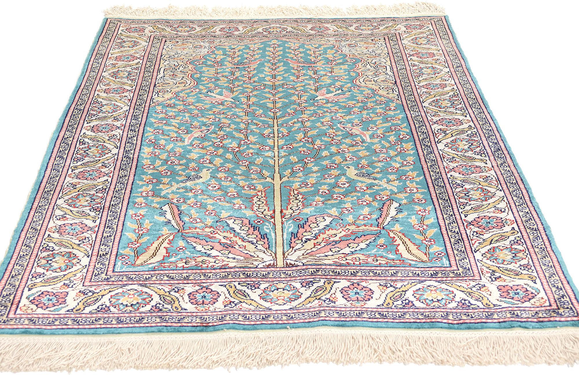 114×192 \"Forest walk”ViNTAGE TURKiSH RUG 7' x 10' - Vintage Turkish Area Rug, Blue - Ofelia | Kuden Rugs