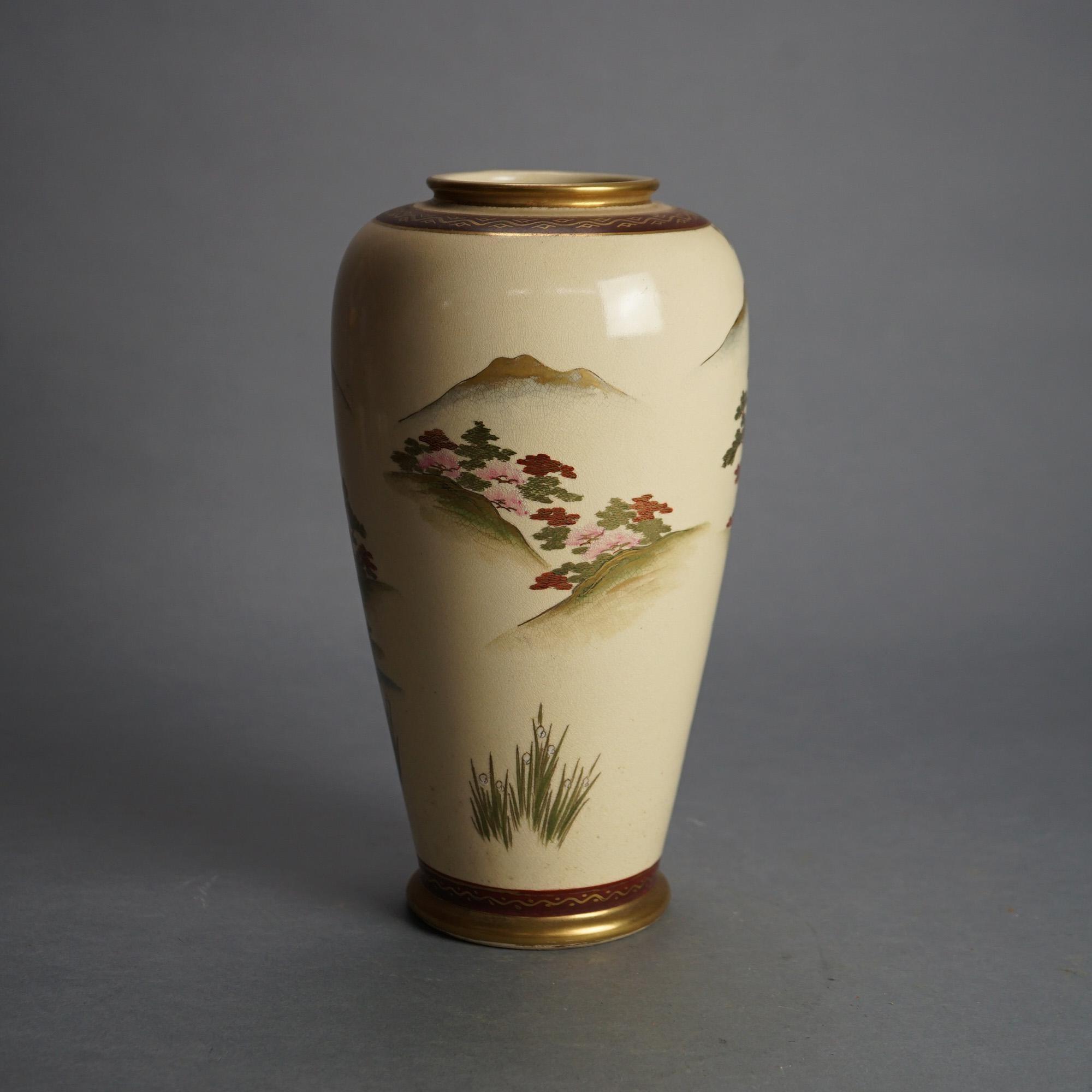 Japanese Vintage Vase 1860~70 幕末_花器_東北窯 Antique Japanese Makuzu Kozan Ceramic Pottery Satsuma Vase