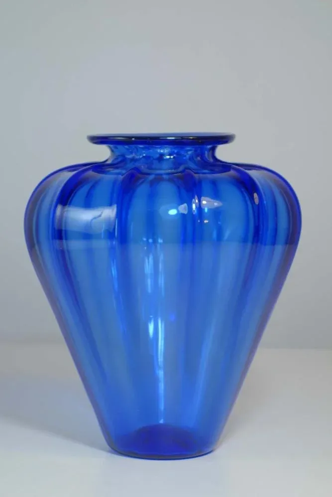 Italian MVM Cappellin Liberty Blue Murano Glass Vase by Vittorio