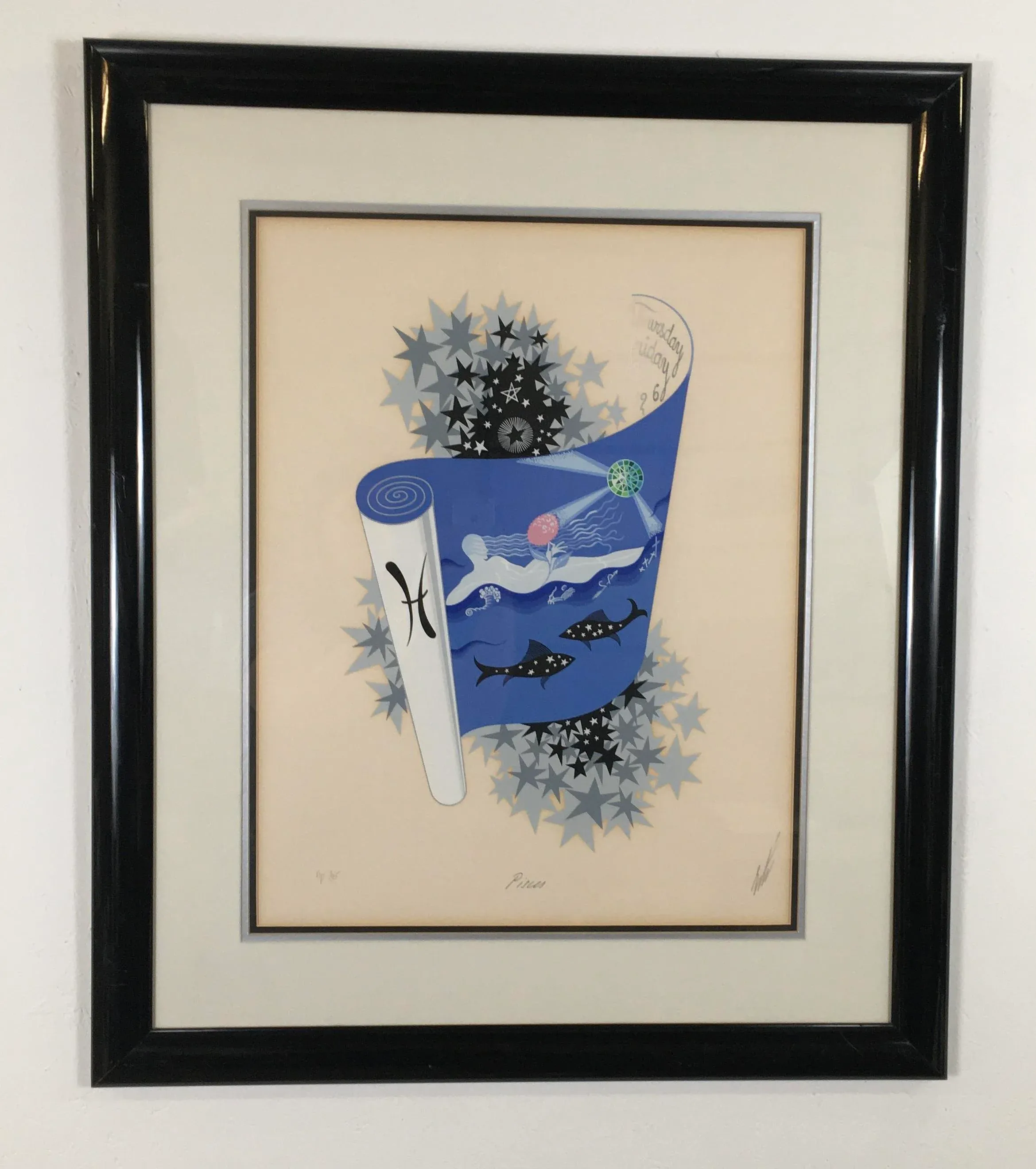 Pisces” by Erte 1982 Original Serigraph Signed and Numbered 3/35