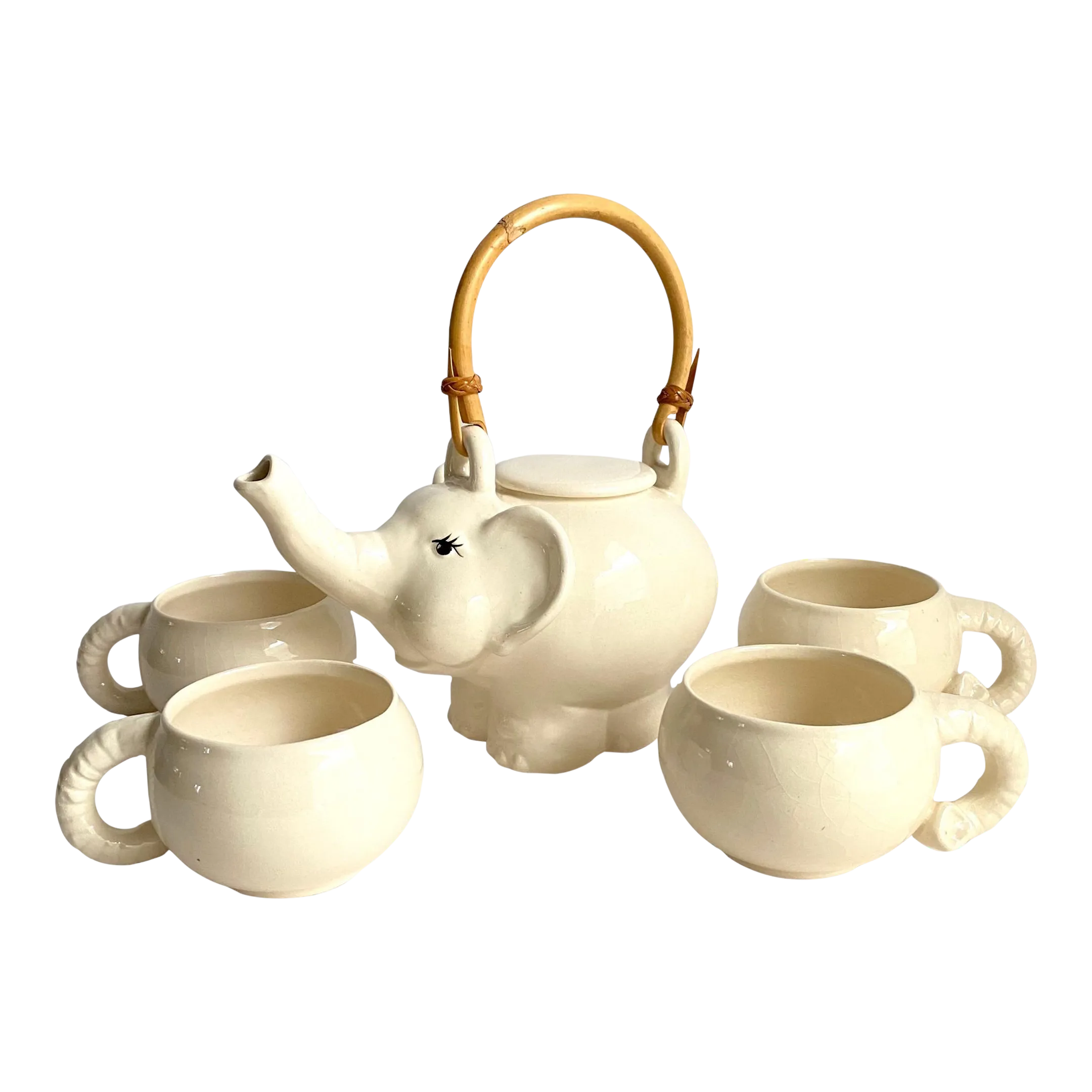 Vintage Elephant Tea Set Teapot & 4 Cups Signed Chairish