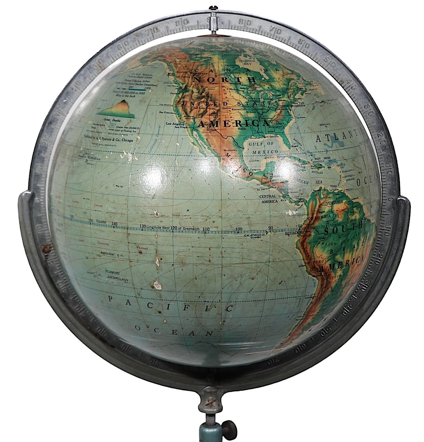 A.j. Nystrom World Globe on Stand | Chairish