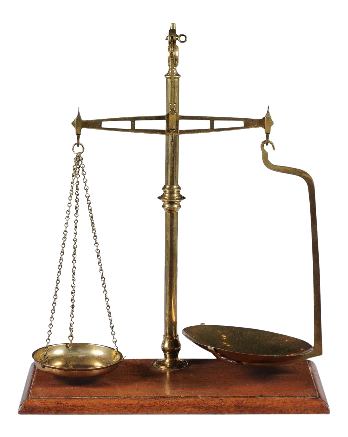 French 19th Century Freestanding Brass Tea Scale Mounted on Wooden Base ...