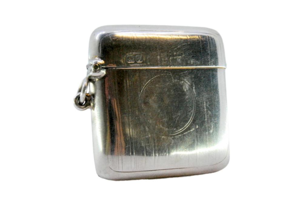 Guilloche Silver Matchbox with Bands