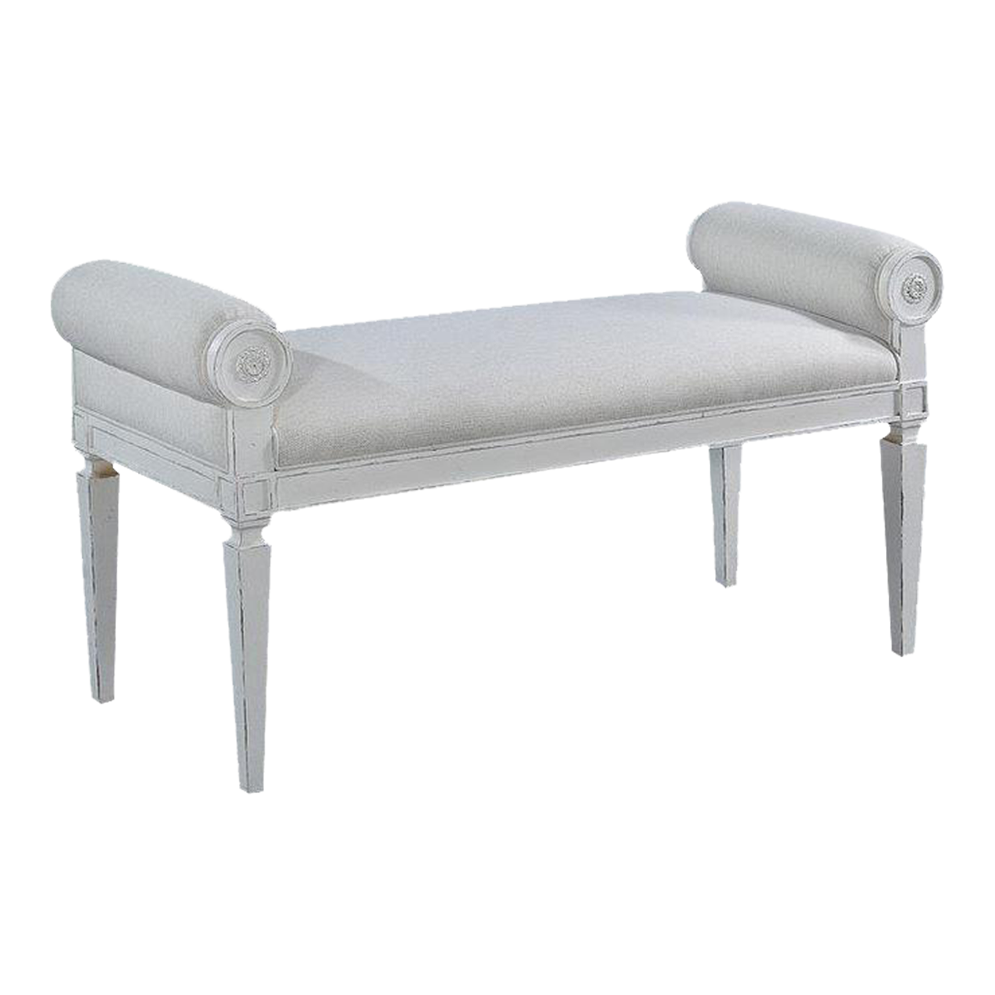 Afton Swedish Carved Wood Antique White Bench Chairish