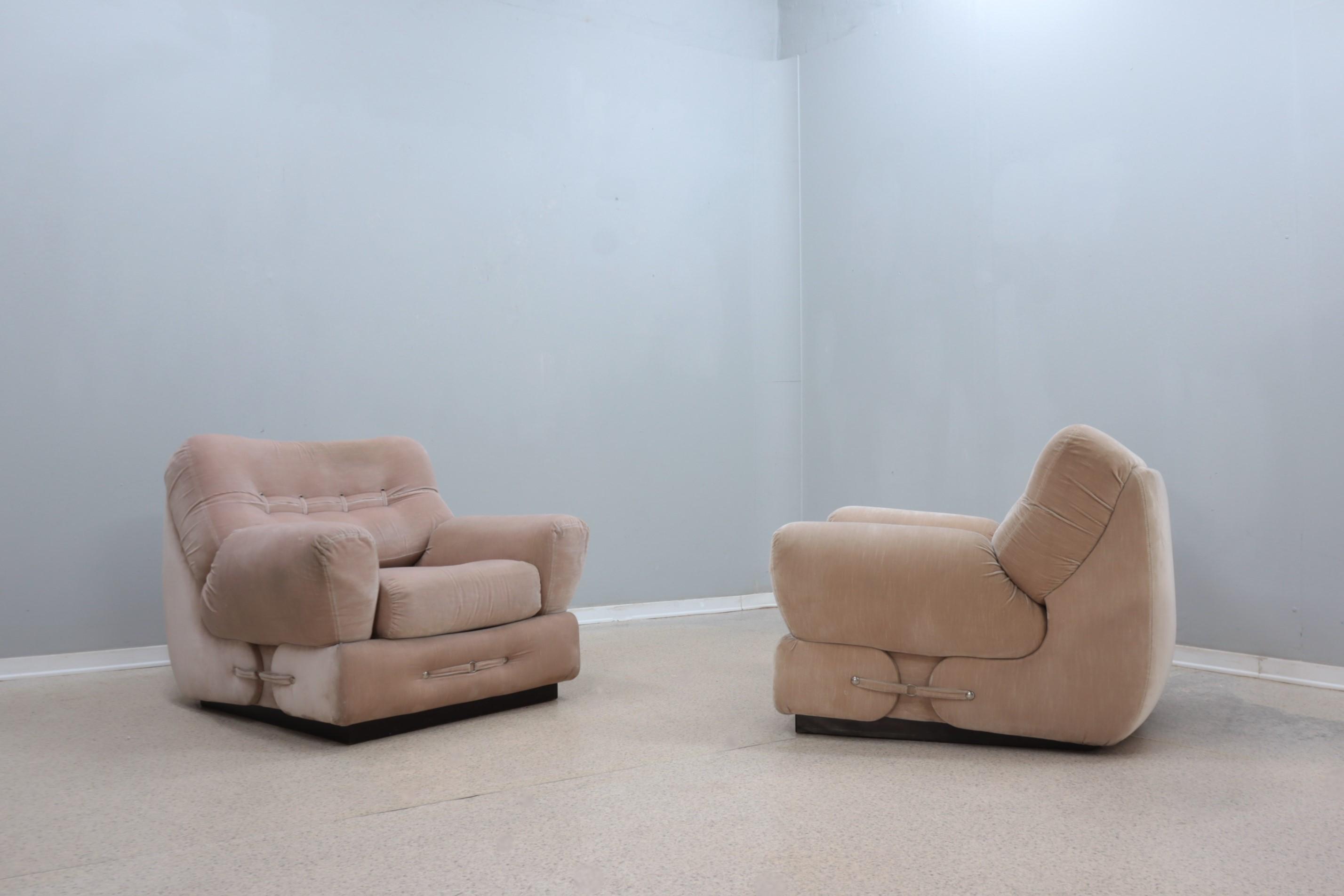 Vintage Velvet Chairs by Guido Faleschini, 1970s, Set of 2